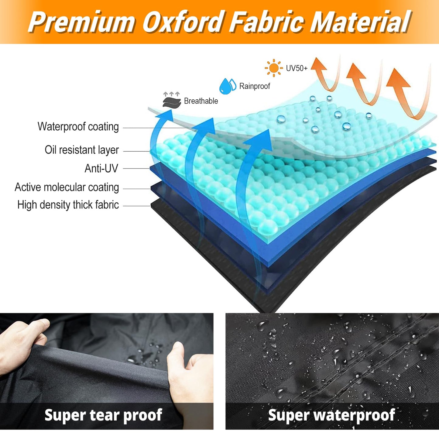 XYZCTEM Premium Snow Blower Cover 300D Marine Grade Fabric, Universal Fit Snow Blower Cover, Covers Snow Blowers Against Water, UV, Wind, Outdoor Protection(Black&Grey)
