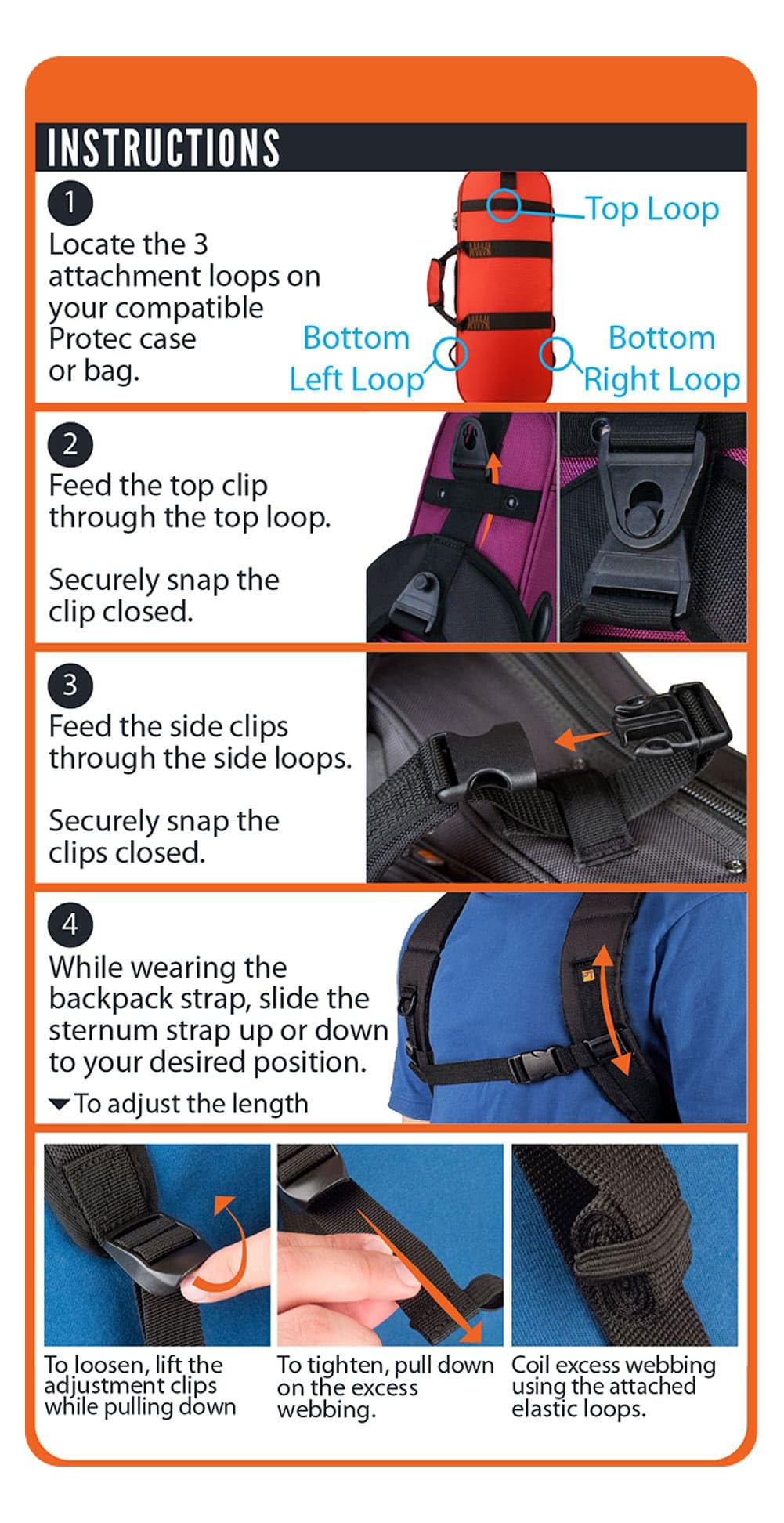 Strap Backpack PRO TEC BPSTRAP (for Contoured PROPAC Cases)