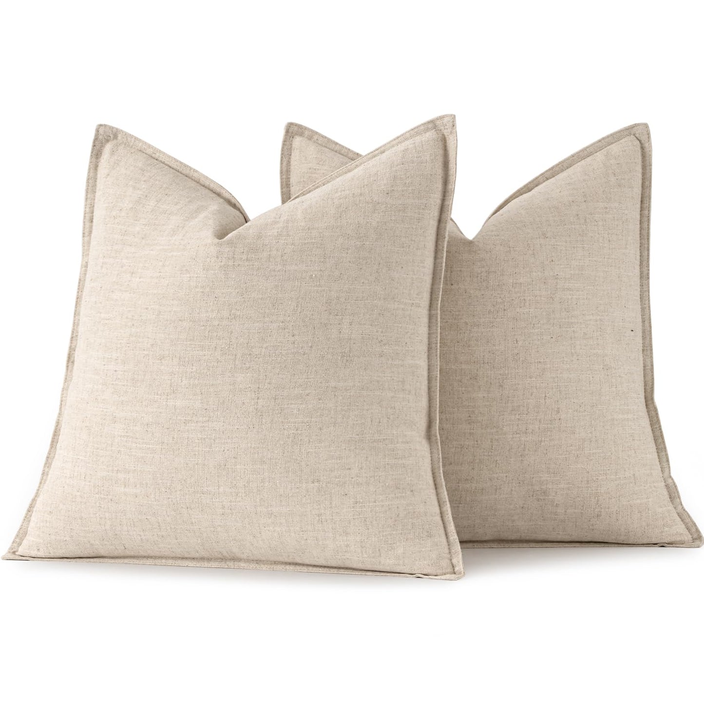 MIULEE Linen Pillow Covers Pack of 2 Decorative Cushion Throw Pillow Covers Soft Accent Boho Farmhouse Couch Pillowcases Modern Home Decors for Sofa Living Room Bed 24x24 Inch Natural Beige