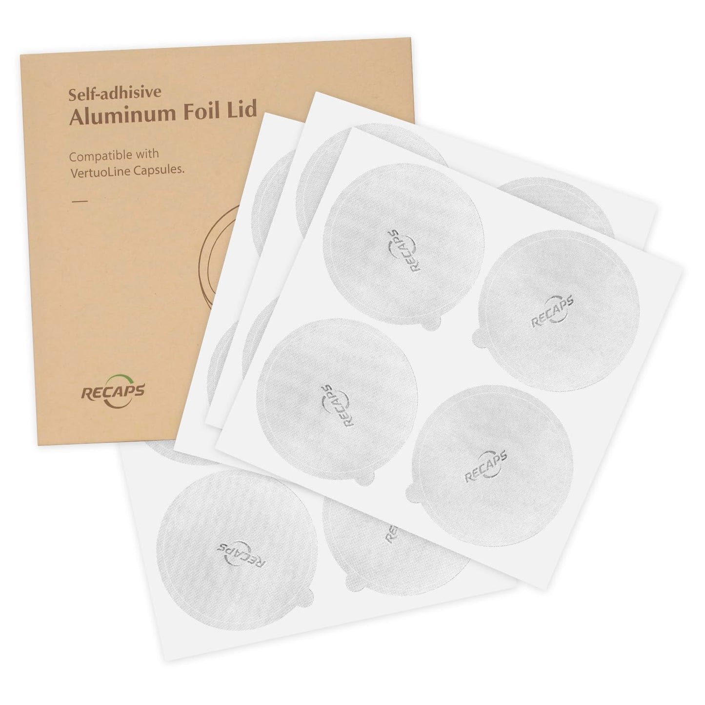 RECAPS Aluminum Foil Lids to Reuse Coffee Pods Reusable Coffee Filter Refillable Filter Compatible with Nespresso VertuoLine Vertuo 500 PCS 62mm(Coffee Pods Excluded)