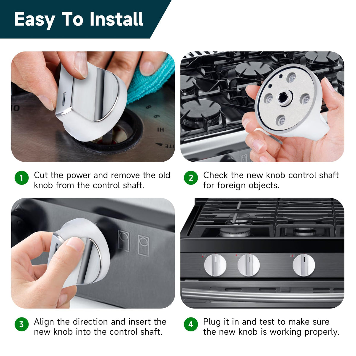 W11517331 for Whirlpool Electric Range Knobs Replace W10850027 W11117415 W11458840 Oven Knob, Compatible with Whirlpool WEC310S0LS1, WEE515S0LZ1, WEC310S0LS2, WEE515S0LS1 Electric Range Knob (4PC)
