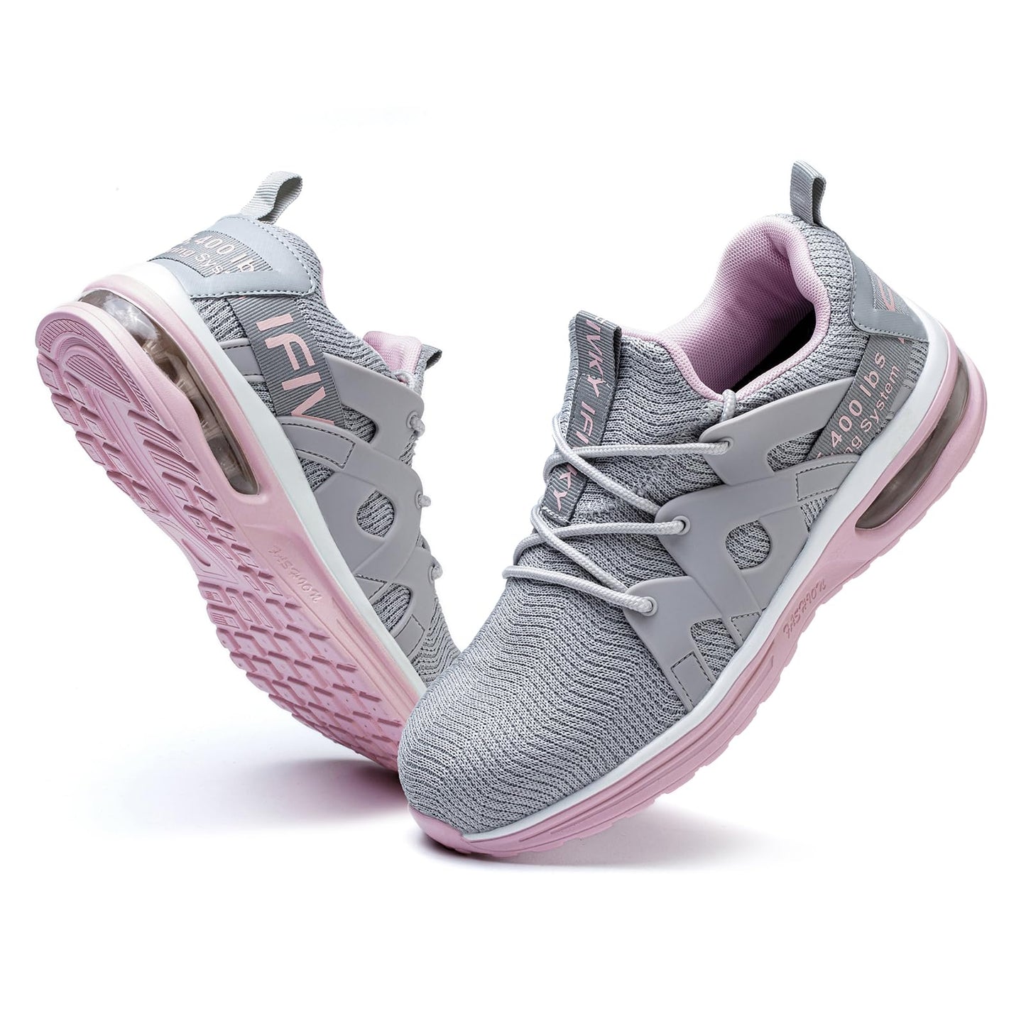 Ifivky Steel Toe Shoes for Women Lightweight Air Cushion Breathable Work Shoes Comfortable Puncture Proof Slip Resistant Safety Shoes Indestructible Composite Toe Sneakers Industrial Footwear, Grey, 6
