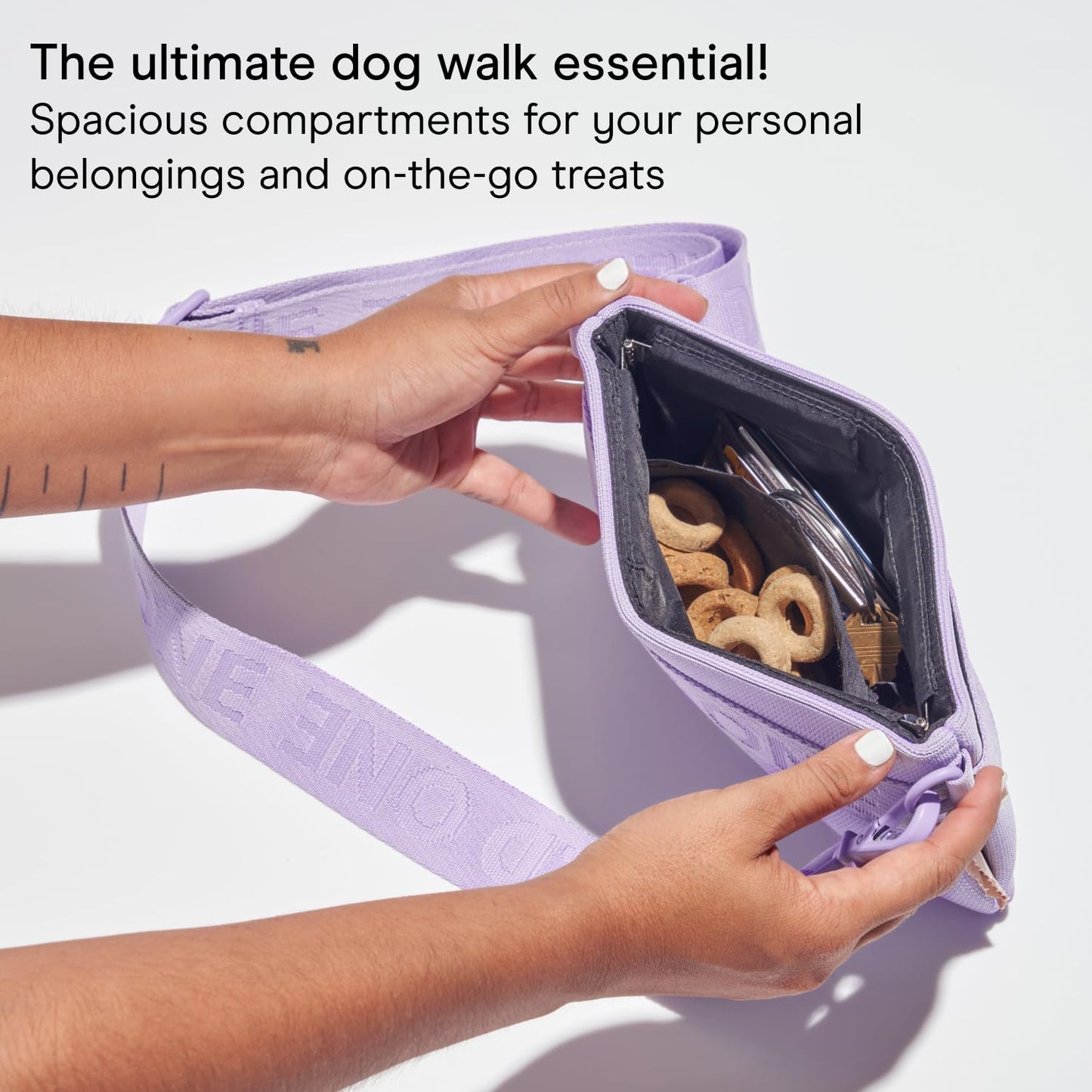 Wild One, Lilac Treat Pouch, Fanny Pack, Cross-Body Bag, wear Two Ways, Made from Recycled Knit, Poop Bag Dispenser, The Perfect Accessory for Dog Training, Purple