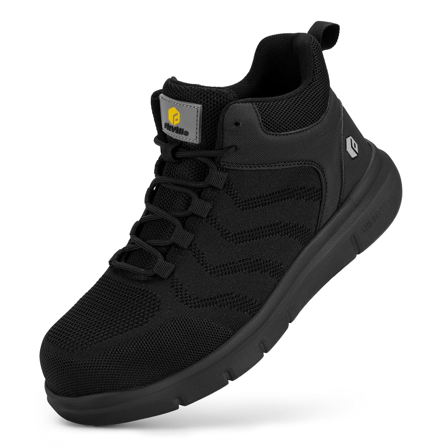 FitVille Safety Shoes for Men Steel Toe Shoes Wide Work Boots for Men Anti-Puncture Proof & Anti-Smash Slip Resistant Safety Boots Breathable Comfortable Indestructible Composite Toe Shoes