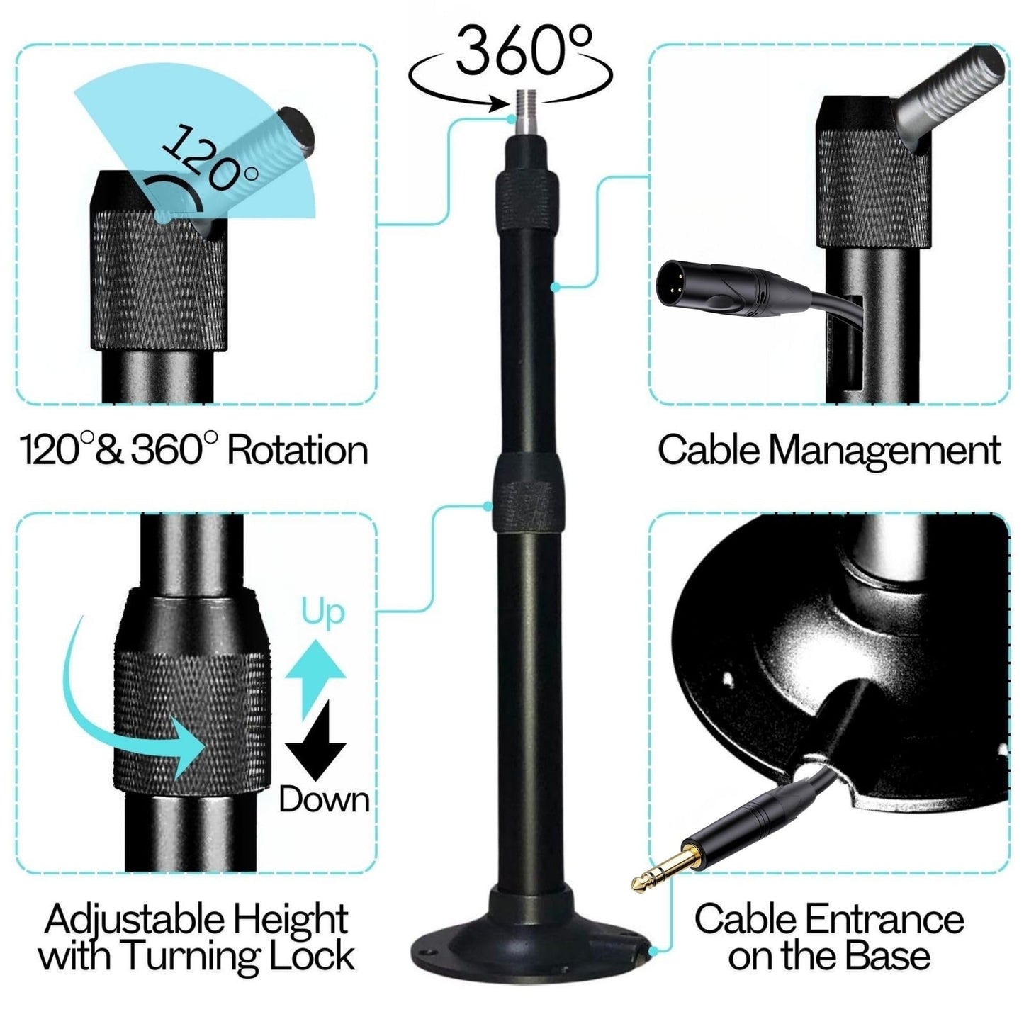 RhymKawa Professional Adjustable Ceiling and Wall Mount for Microphone, Studio Conference Room, TV Antenna Extension Bracket