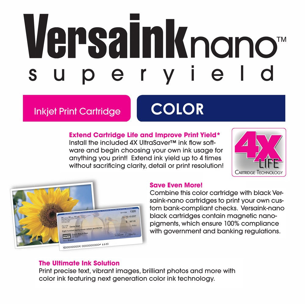 VersaInk-Nano 68 Tri-Color Ink Cartridge - Compatible with HP Envy 6152e, 6155e, 6552e, 6555e, 6558