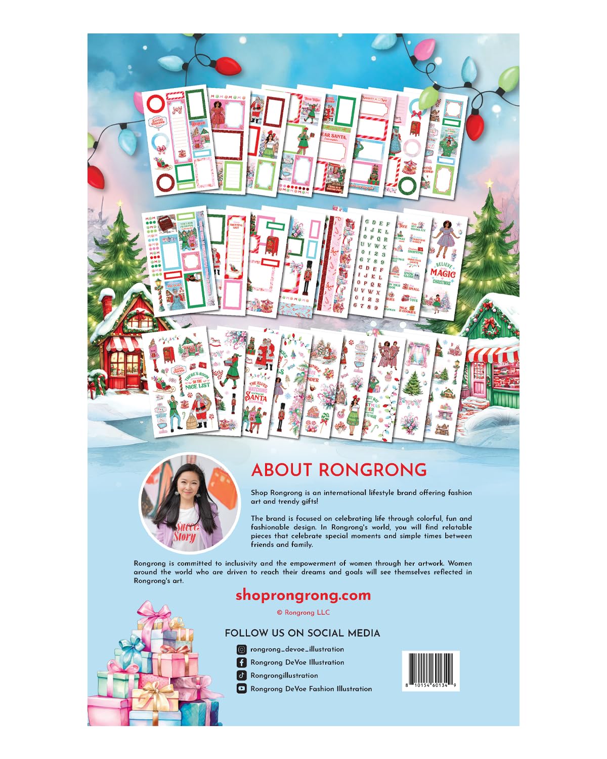 Santa’s Workshop Sticker Book – Pastel Christmas Planner Stickers with Fashion Illustrations – Holiday Scrapbooking and Journaling Stickers – by Rongrong Devoe