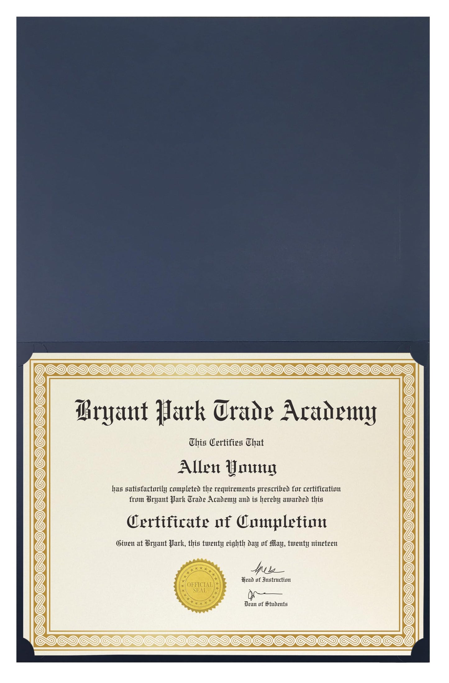 50 Pack Certificate Holders, Diploma Holders, Document Covers with Gold Foil Border, by Better Office Products, for Letter Size Paper, 50 Count (Blue)