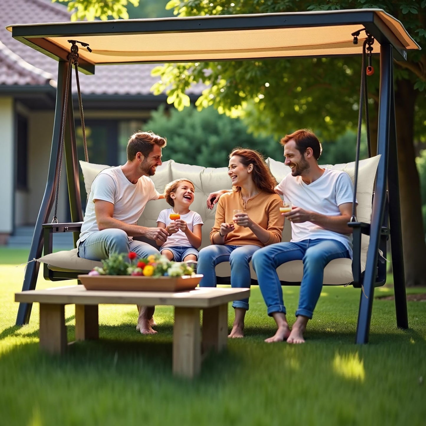 3 Seat Cushion for Outdoor Swing - 60x40 inches, 4" Thick Porch Swing Cushions with Ties and Storage Bag, Soft Bench Replacement Cushions for Patio, Outdoor, Backyard and Garden (Wine Red)
