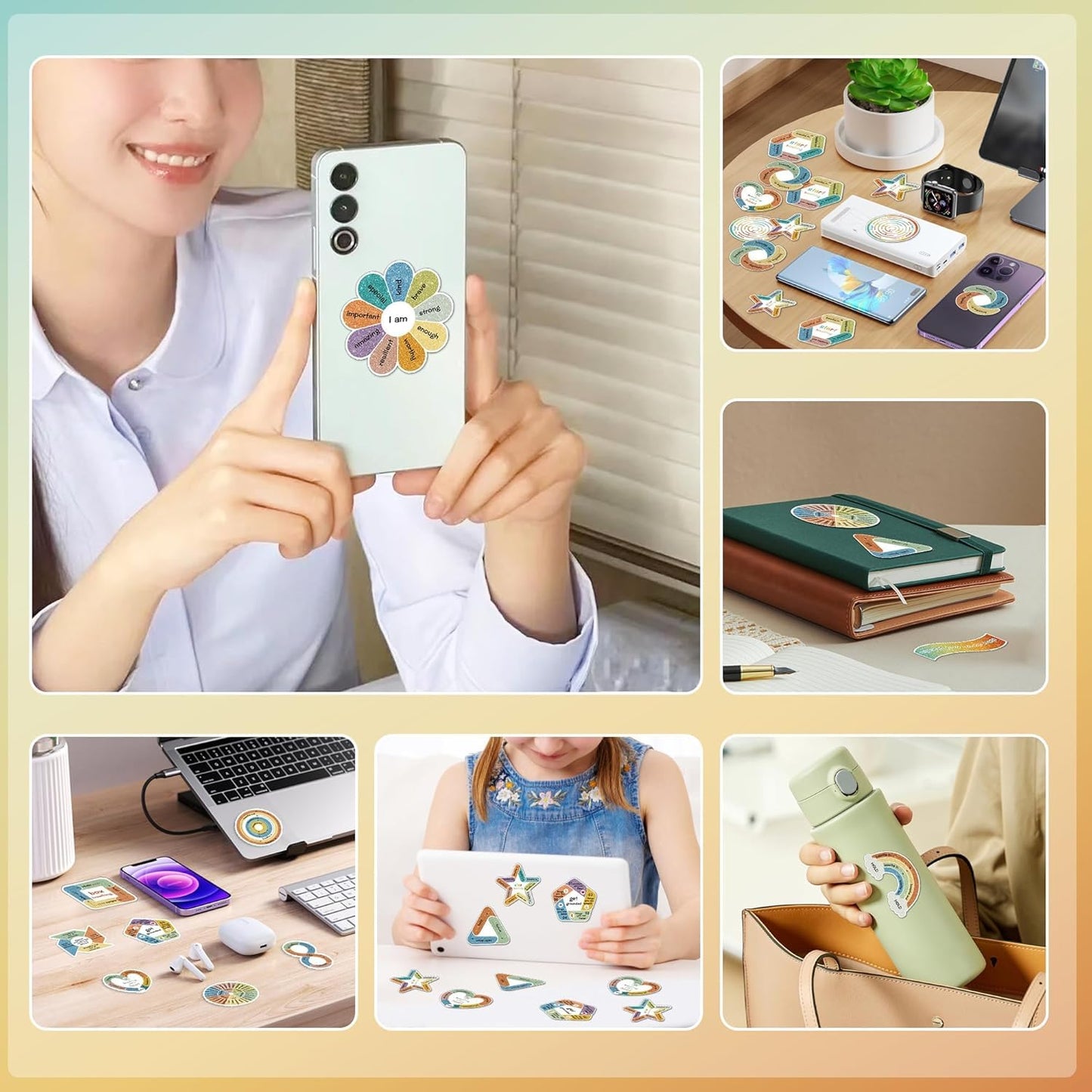 Calm Strips for Anxiety Sensory Stickers Textured Sensory Anti Stress Anxiety Relief Items Boho Calm Stickers Bulk Waterproof Fidget Adults Classroom Teacher Office Supplies (150)
