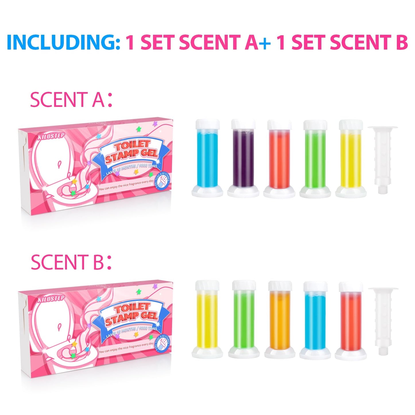 KILOSTEP Toilet Gel, 120 Count 9 Kinds Of Scent Toilet Gel Stamp Toilet Bowl Cleaners