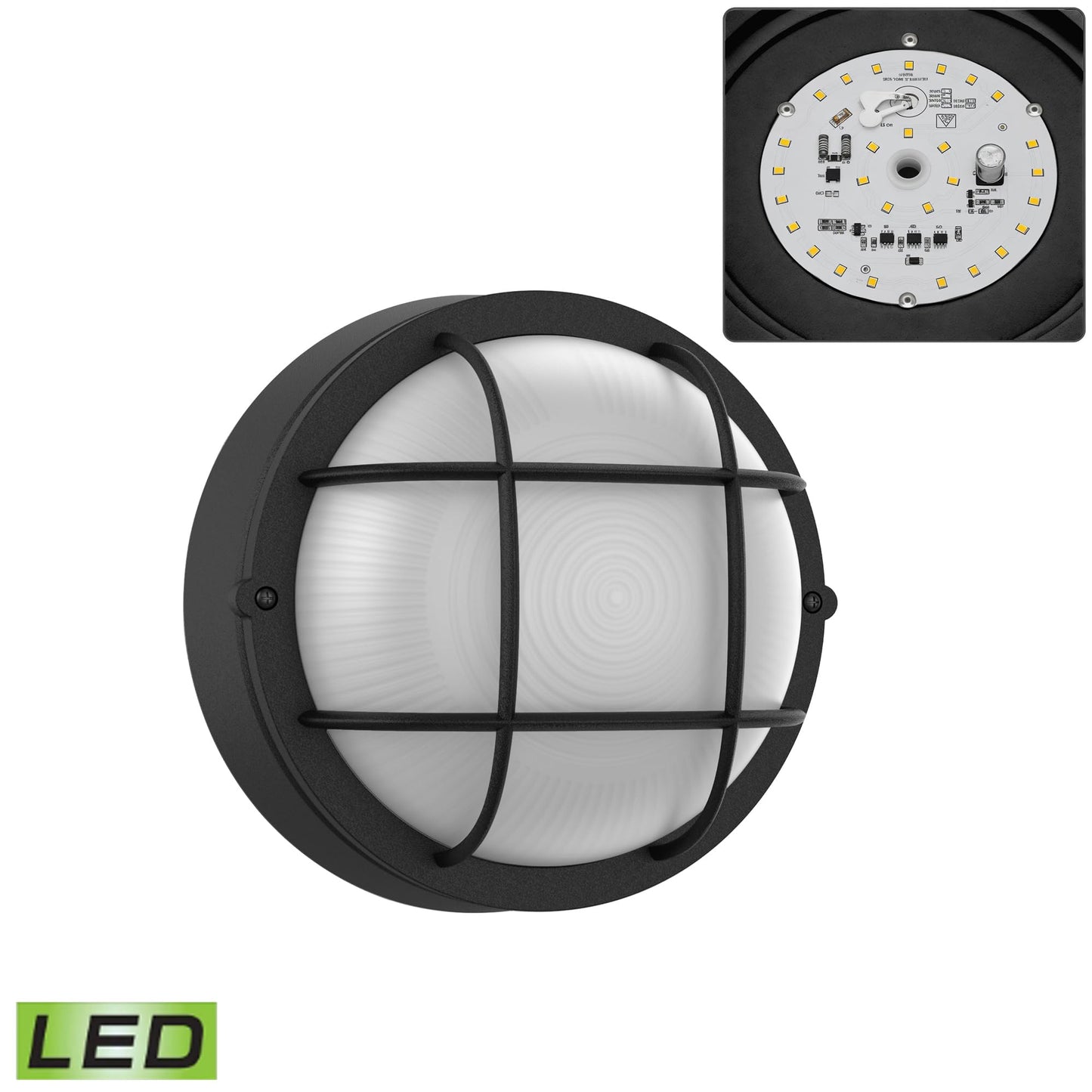 8 Inch Black Round Bulkhead LED Light Set of 2,Nautical Outdoor Light Black Round LED Sauna Lights 3000K,1500LM,15W