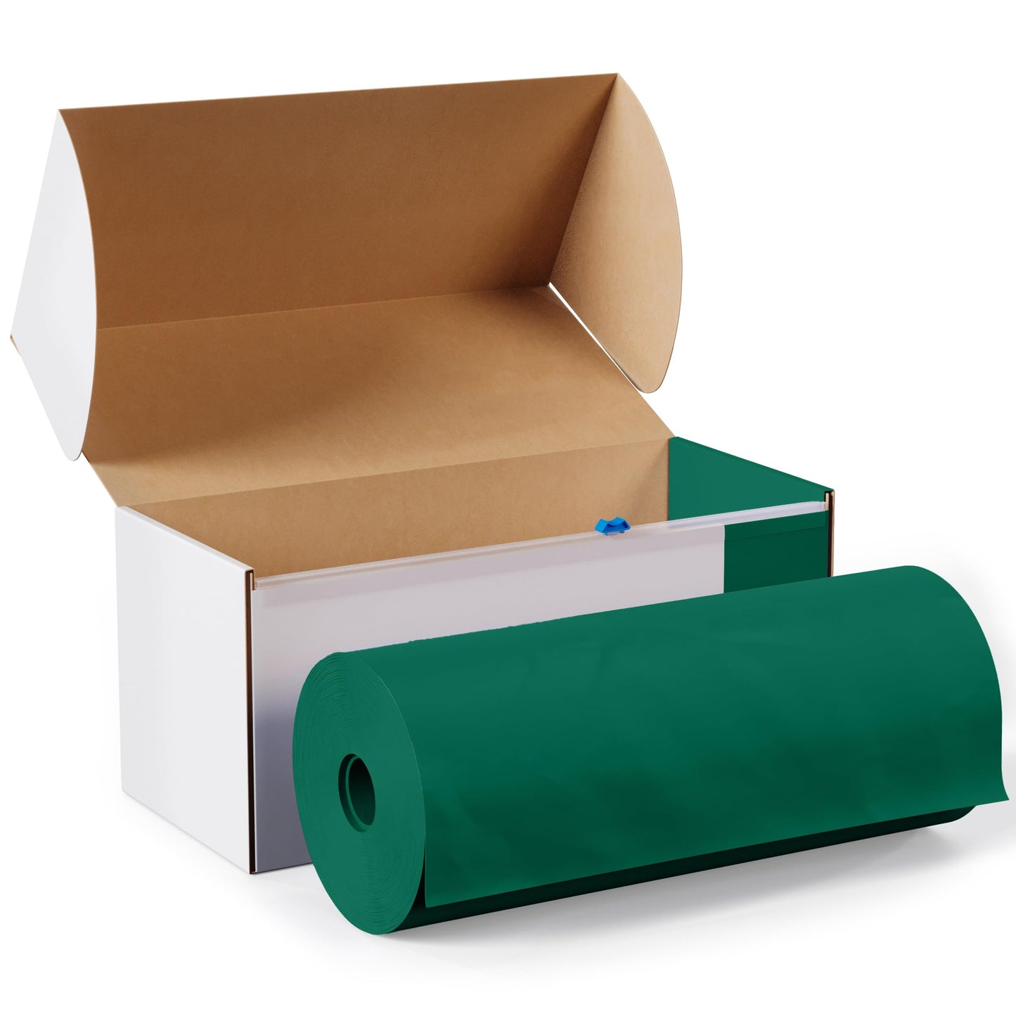 54 Inch X 300 Feet Dark Green Plastic Table Cover Roll in A Cut - to - Size Box with Convenient Slide Cutter. Cuts Up to 12 Rectangle 8 Feet Plastic Disposable Tablecloths - Exquisite