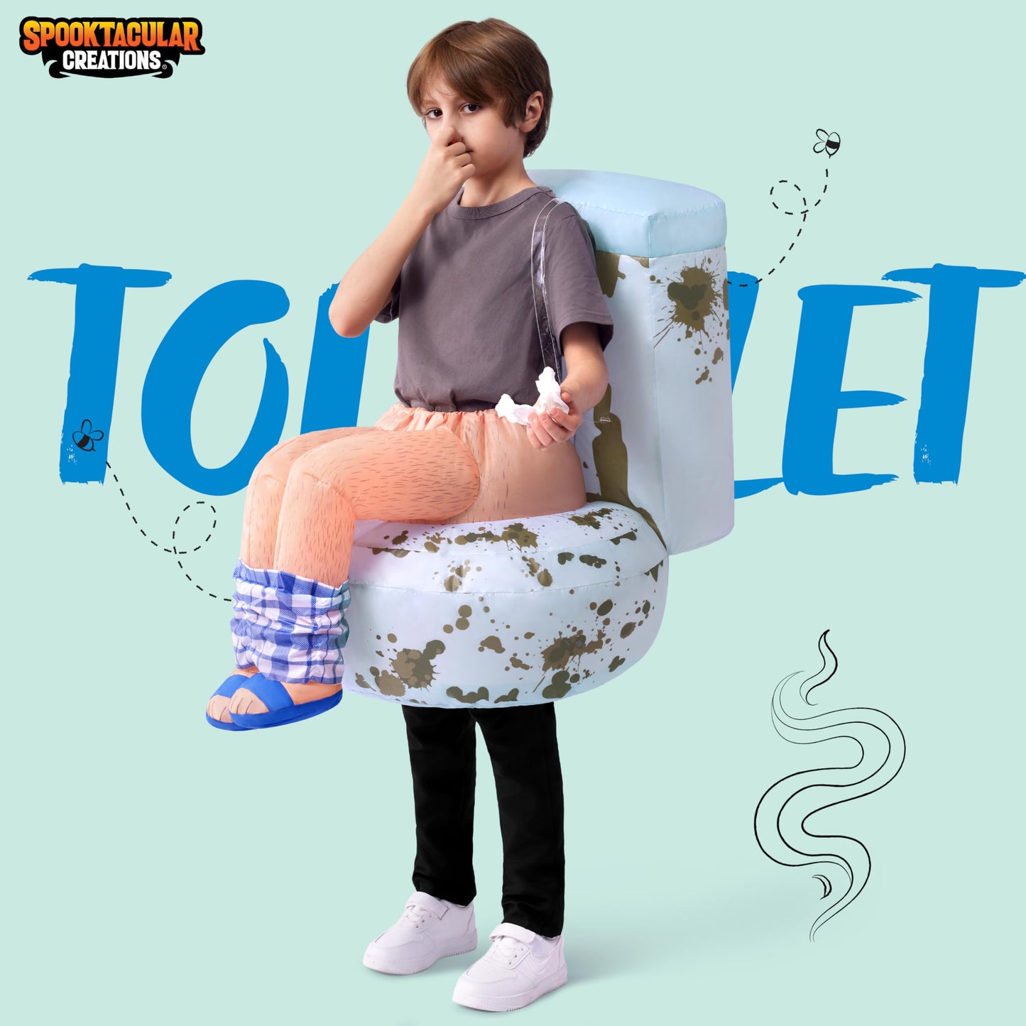 Spooktacular Creations Kids Halloween Inflatable Costumes, Sitting on a Toilet Costume for Halloween Themed Parties