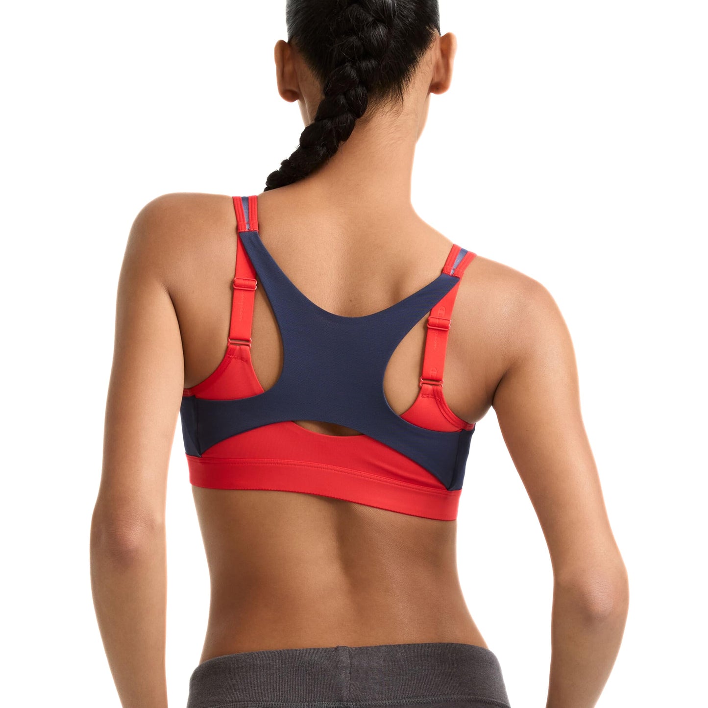 Champion Women's Mesh Racerback Bra, Sports Bra with Max Support for Women, Moisture-Wicking Athletic Sports Bra, Red Flame, 40D