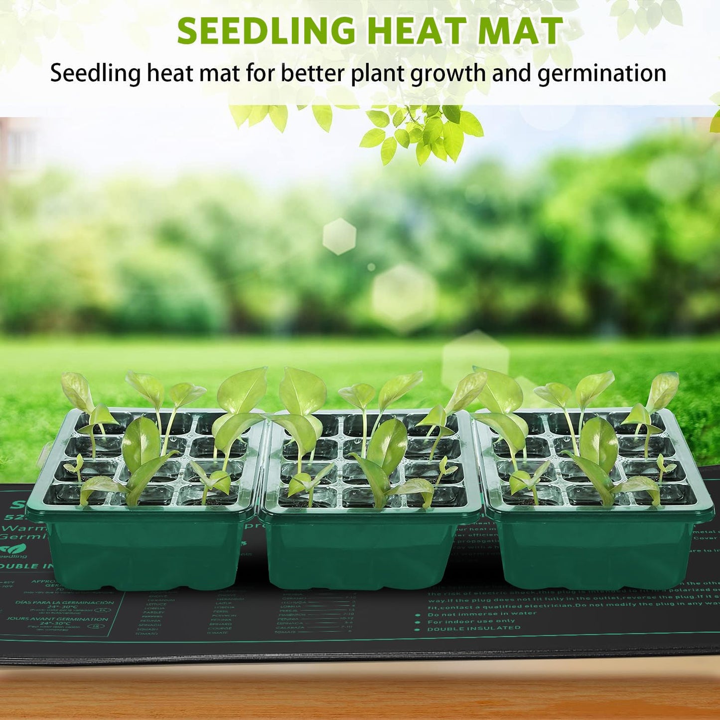 AUPETEK Seed Starter Tray with Heat Mat & 5 Pack with Humidity Domes, 60 Cell Trays Germination Station