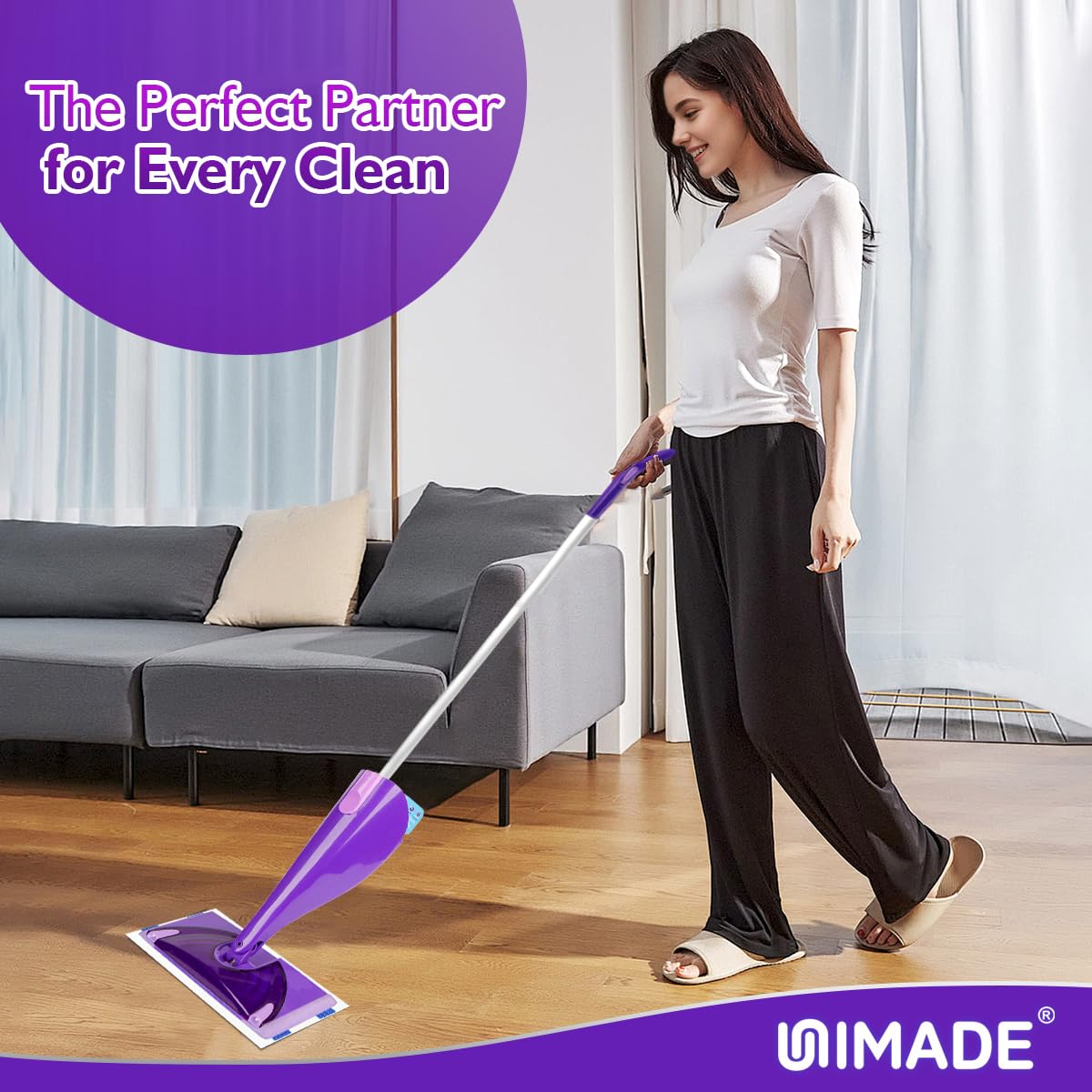 UNIMADE 100 Count Mop Pad Refill Compatible with Swiffer Wet Jet, Disposable Multi-Layers Mopping Pads for All Hard Surface, Especially Hardwood Floor, Super Absorbent Spray Mopping Pad Refills