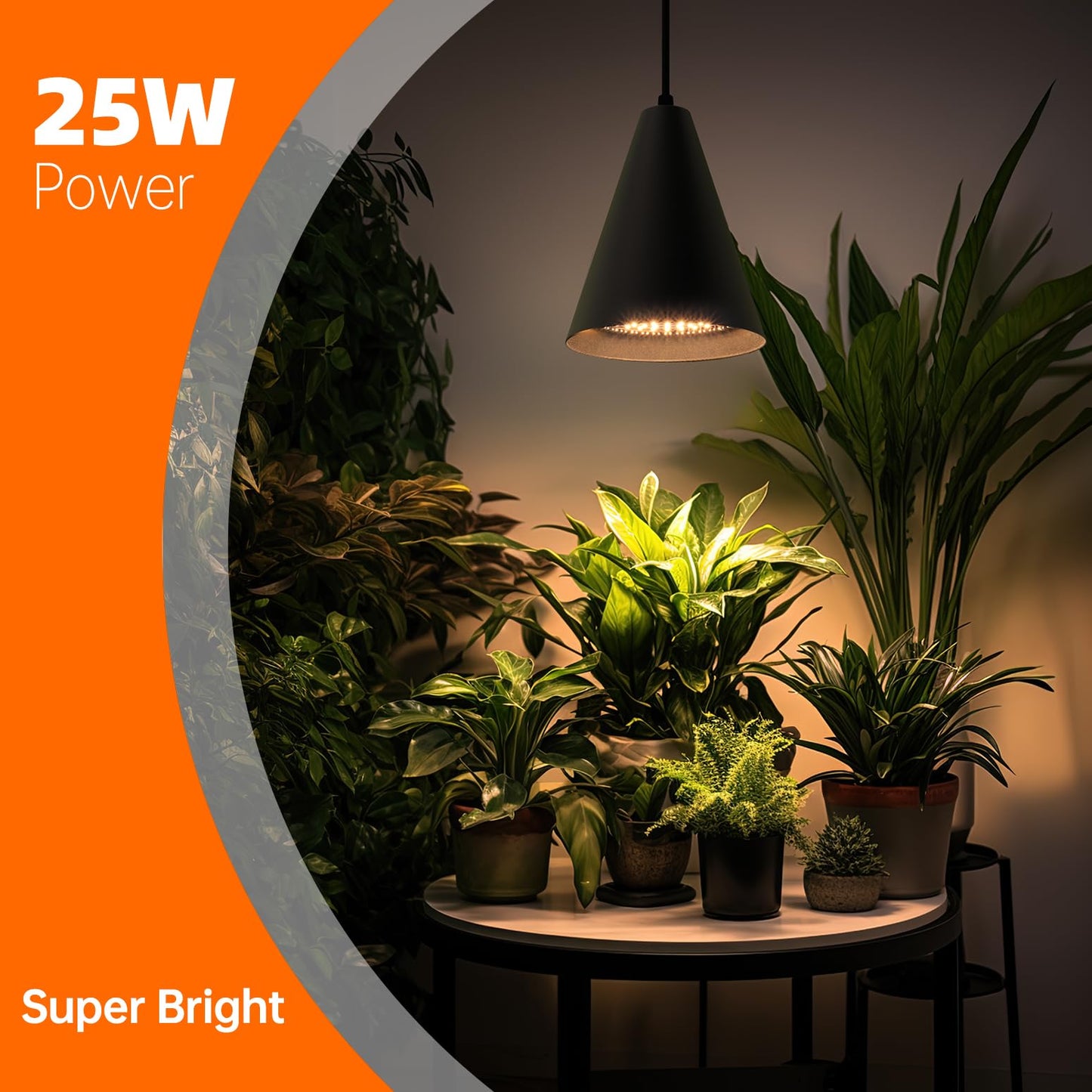 Bstrip Hanging Grow Lights, Full Spectrum Hanging Plant Lights for Indoor Plants, 25W Black Grow Light Bulbs with 16.4FT Power Cord,3000K Grow Light for Indoor Plant with Timer for Garden,Flowers