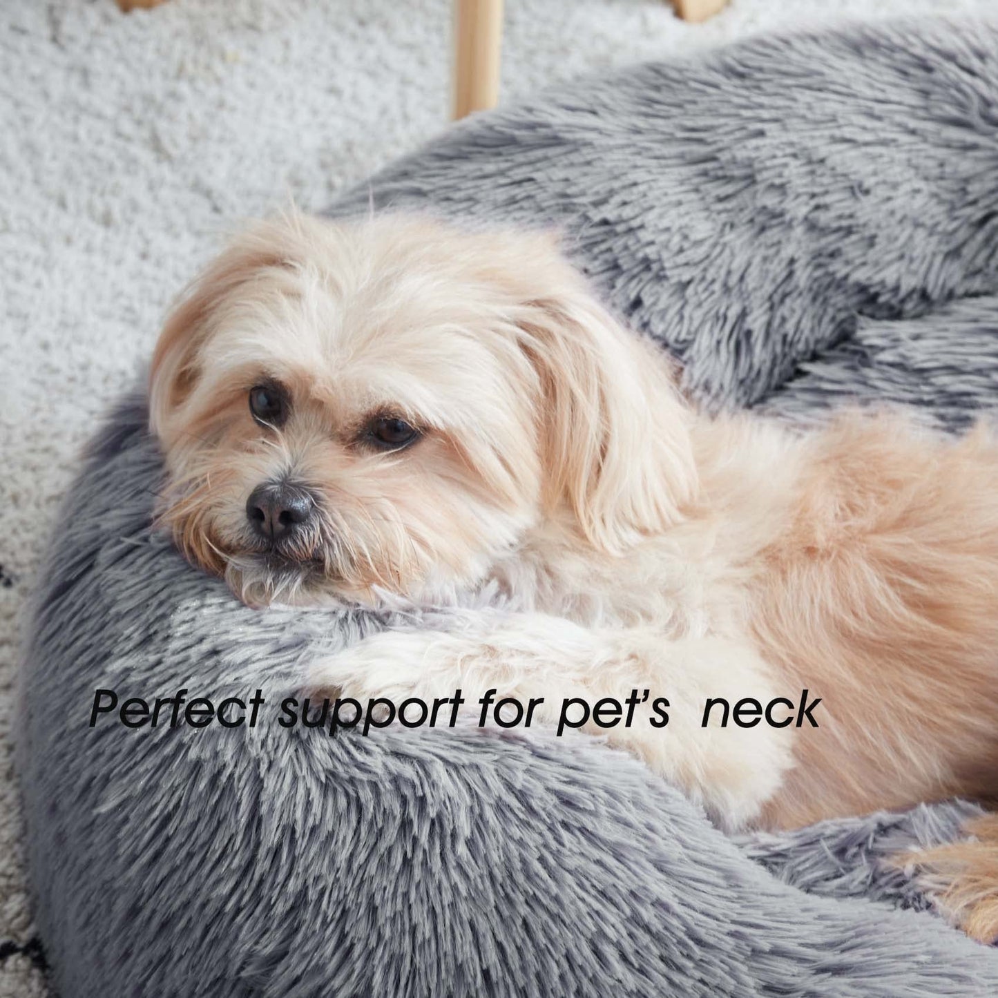 Calming Dog Bed & Cat Bed, Anti-Anxiety Donut Dog Cuddler Bed, Warming Cozy Soft Dog Round Bed, Fluffy Faux Fur Plush Dog Cat Cushion Bed for Small Medium Dogs and Cats (20"/24"/27"/30")