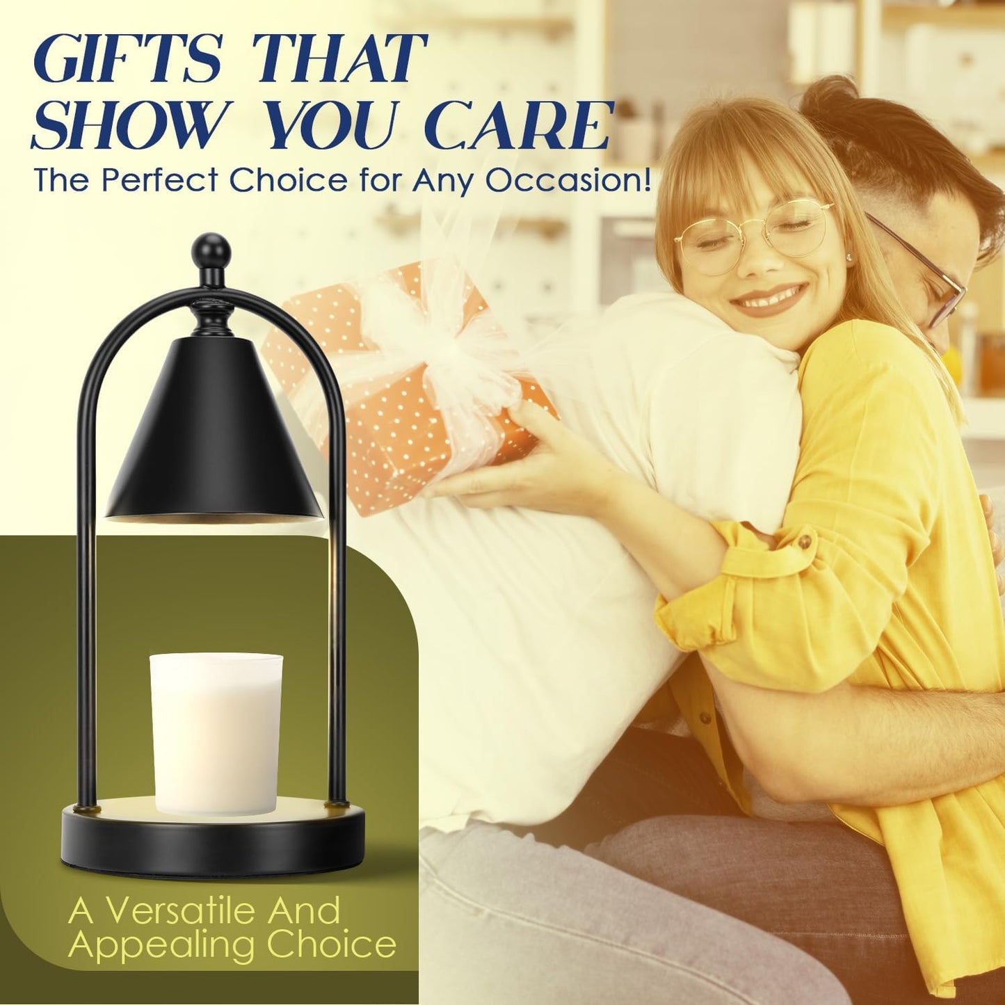 Soilsiu Candle Warmer Lamp with Timer, Electric Black Candle Warmer Light for Bedroom, Dimmable Wax Melts Warmer for Candle Jars, Home Decor Beside Lamp Gifts for Women (2 Bulbs Included)