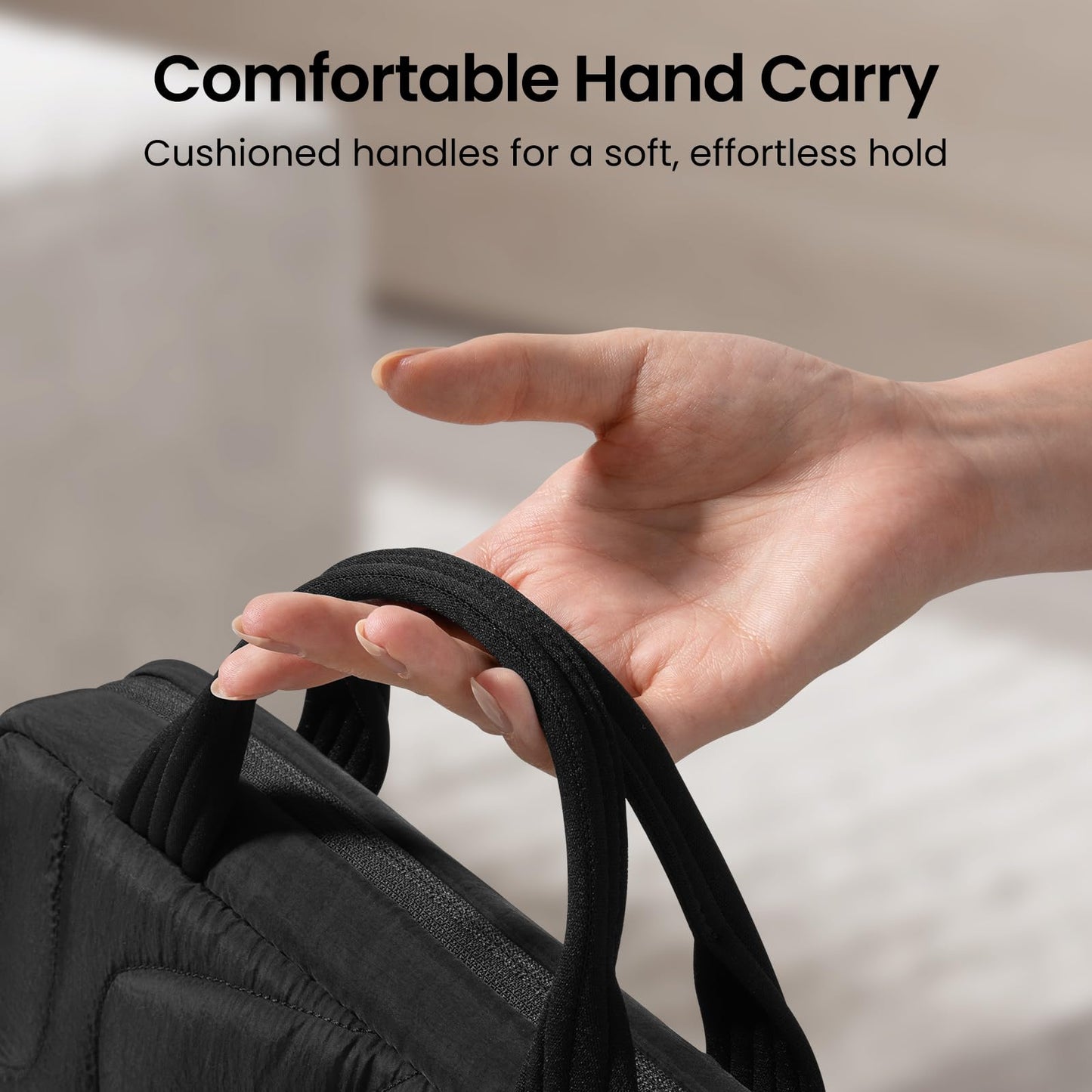 tomtoc 16 Inch Protective Puffy Laptop Carrying Bag for Women, Lightweight Laptop Case Fits 16-inch MacBook Pro & Other 15"/16" Computers, Work Travel Notebook Briefcase Handbag with Organized Storage