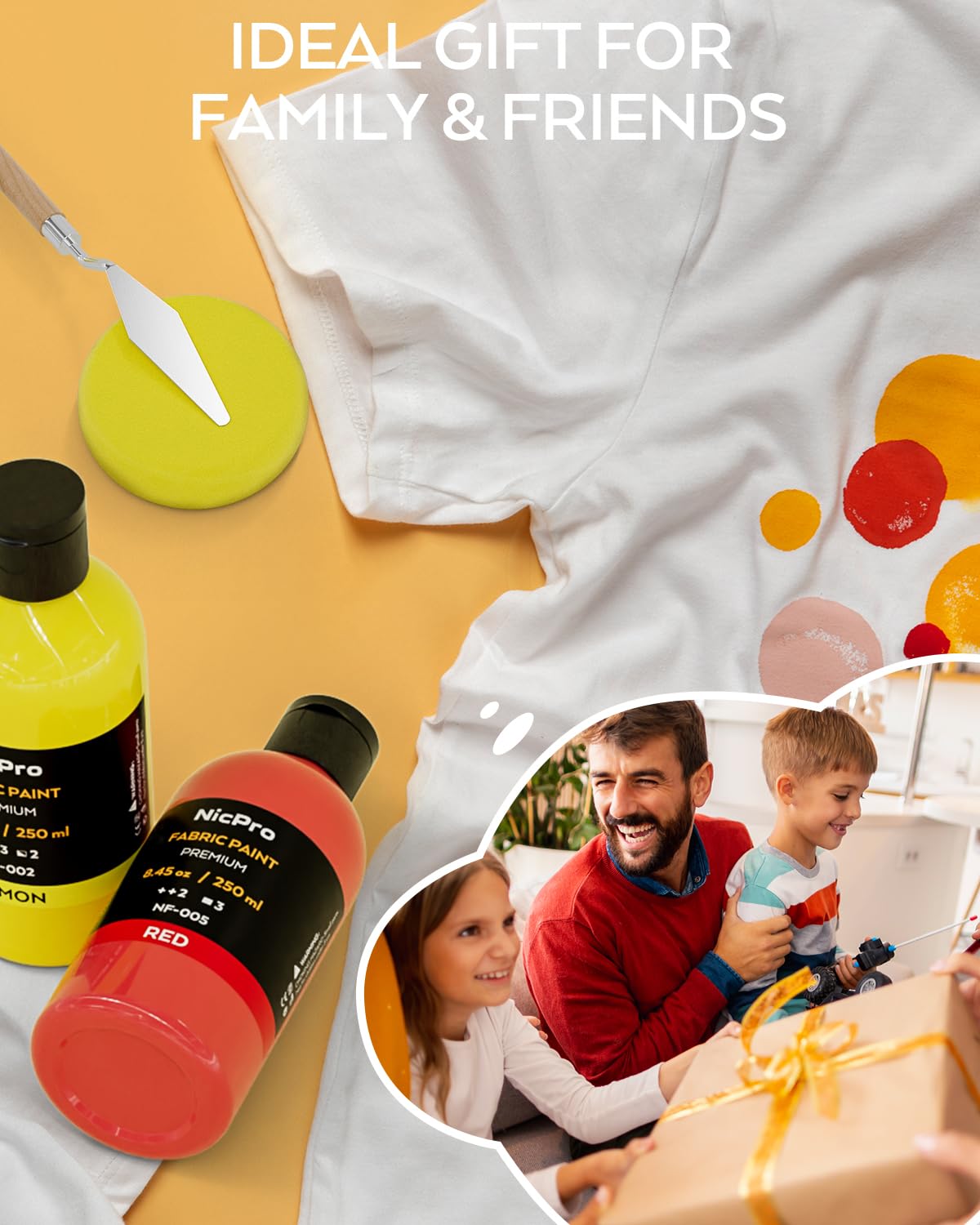 Nicpro 18 Colors Permanent Fabric Paint Set (8.45 oz, 250 ml) Soft Fabric Paint for Clothes, Non-Toxic Textile Paint for Fabric DIY Crafts, T-shirts, Shoes Jeans Bags Canvas with Color Wheel