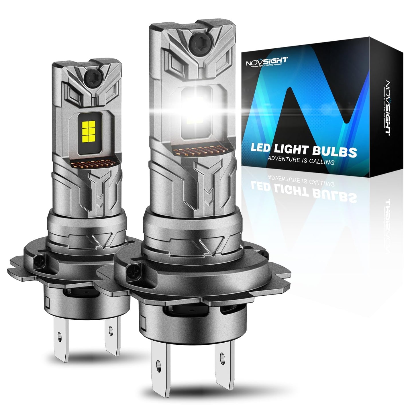 NOVSIGHT H7 LED Headlight Bulbs - 88000LM 800% Super Bright H7 Led Headlight Bulb, 90W 6500K Cool White High Beam and Low Beam Led H7 with Fan, Plug and Play 5 Min H7LL LED Headlight Blubs Pack of 2