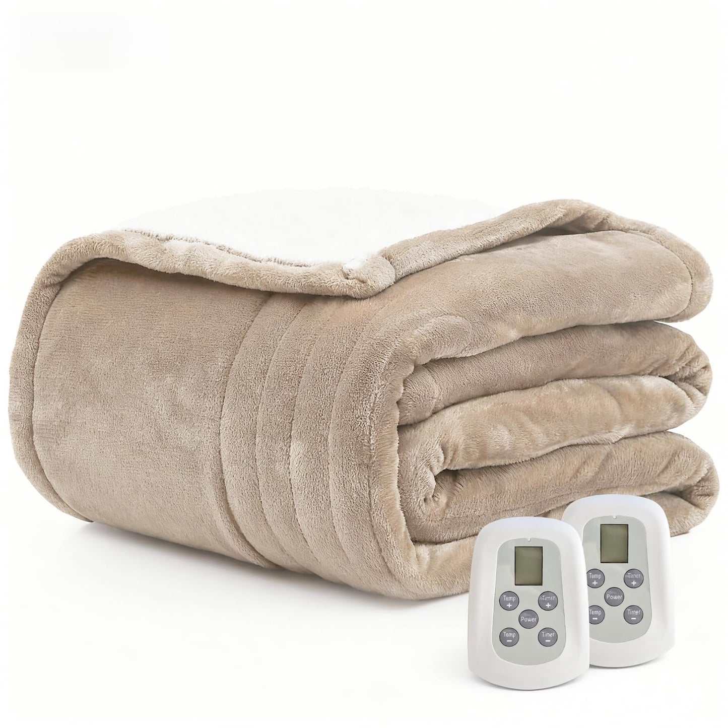 Heated Blanket Electric Blanket King 100"x90" Heating Blanket with Dual Control 10 Heat Levels & 10 Hours Auto-Off Overheat Protection Cozy Soft Flannel King Size Blanket Fast Heating Machine Washable