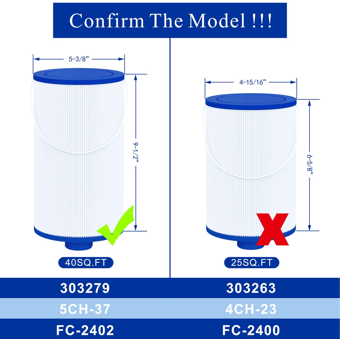 Cryspool 2402 Filter Compatible with Watkins 303279, FC-2402, Free Flow and Lifesmart Hot Tub Filter, 1 1/2" Finer Thread Spa Filter Cartridge, 1 Pack