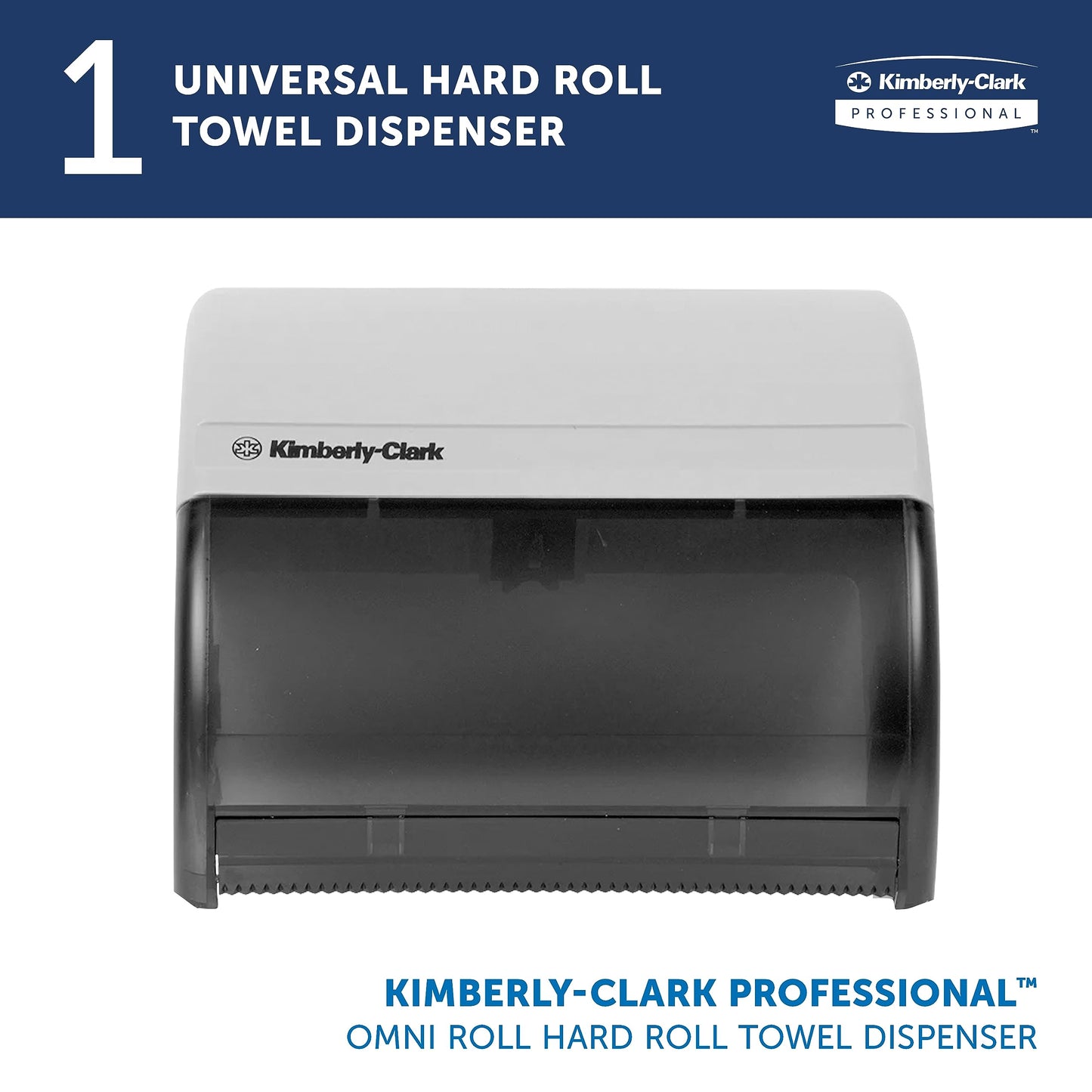 Kimberly-Clark Professional Omni Manual Hard Roll Paper Towel Dispenser (09746), Black, Universal 1.5" Core Compatible, Wall Mounted, Space-Saving Design, for Commercial Hand Towels (Qty 1)