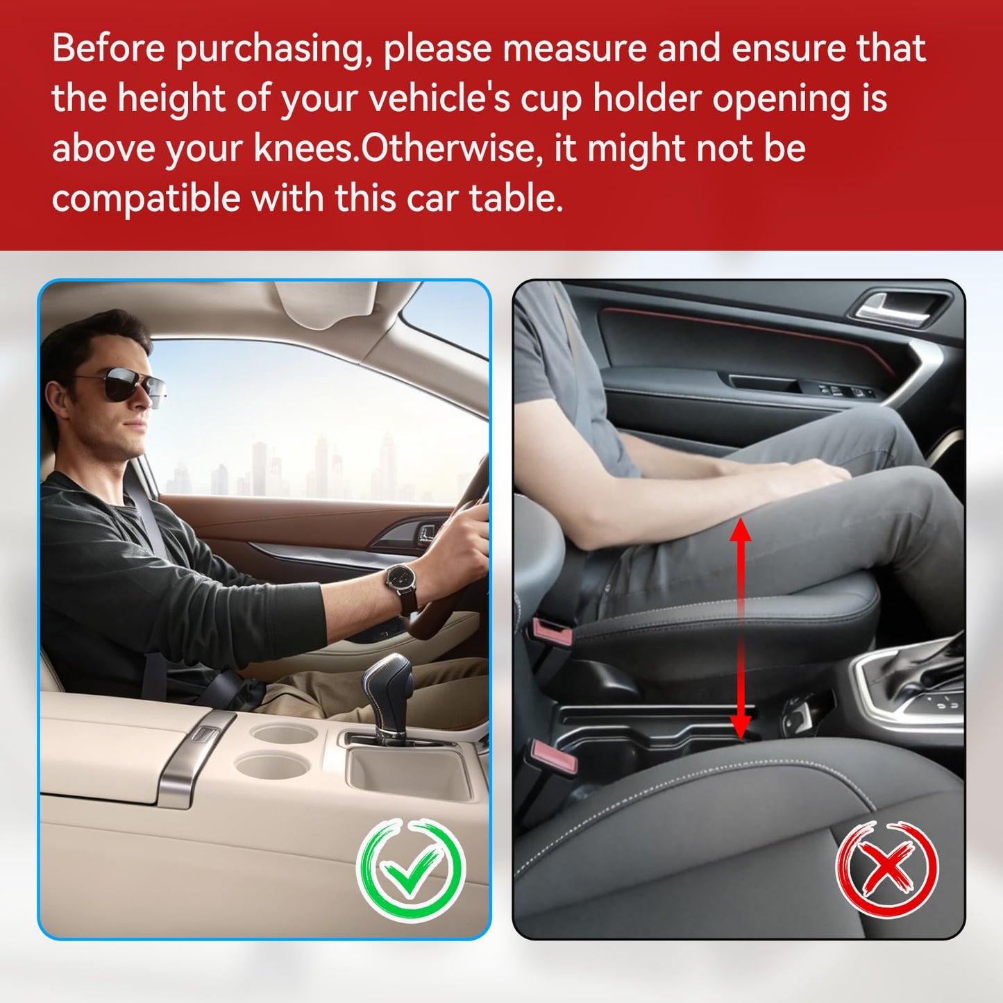 NEOGO Car Desk for Laptop - 360° Rotating Wooden Car Tray with Updated 4-Way Expandable Base, 2 Height Modes Cup Holder Table, Steering Wheel Tray Alternative for Eating & Work, Universal Fit (Walnut)
