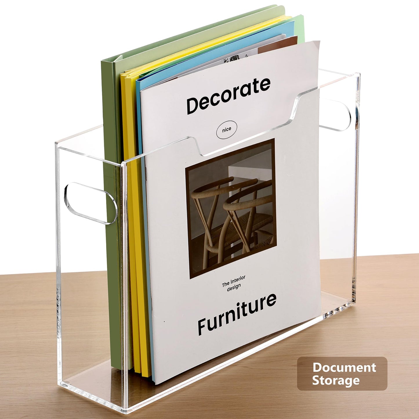 DINGHUO Hanging File Folder Organizer, Letter Size Hanging File Folder Holder, Acrylic File Crate Clear Portable Storage Box for Desk, Office, Home, School - 1 Pack