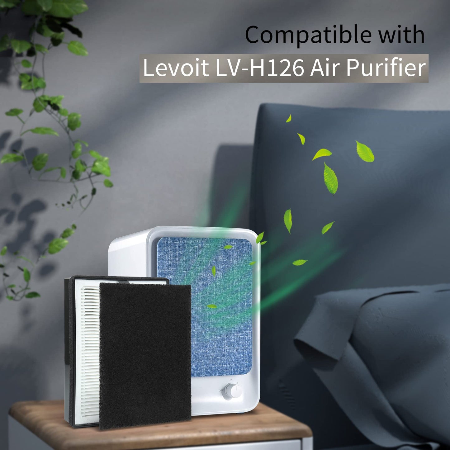 LV-H126 True HEPA Replacement Filter-CPGSY 4 Pack, Compatible with Levoit LV-H126 Purifier, Include 8 Pre-Filters, 4 True HEPA and Activated Carbon Filters, Part # LV-H126-RF
