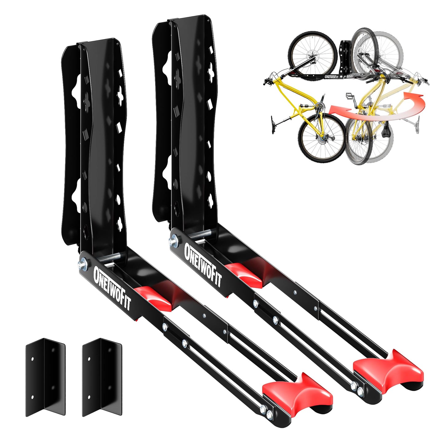 Swivel Bike Wall Mount, 2 Pack Bike Rack Garage No Heavy Lifting, Space Saving Bicycle Hangers for Garage Wall, Hold Up to 80lbs, Bike Storage Rack for Home Toolhouse Apartment Living Room