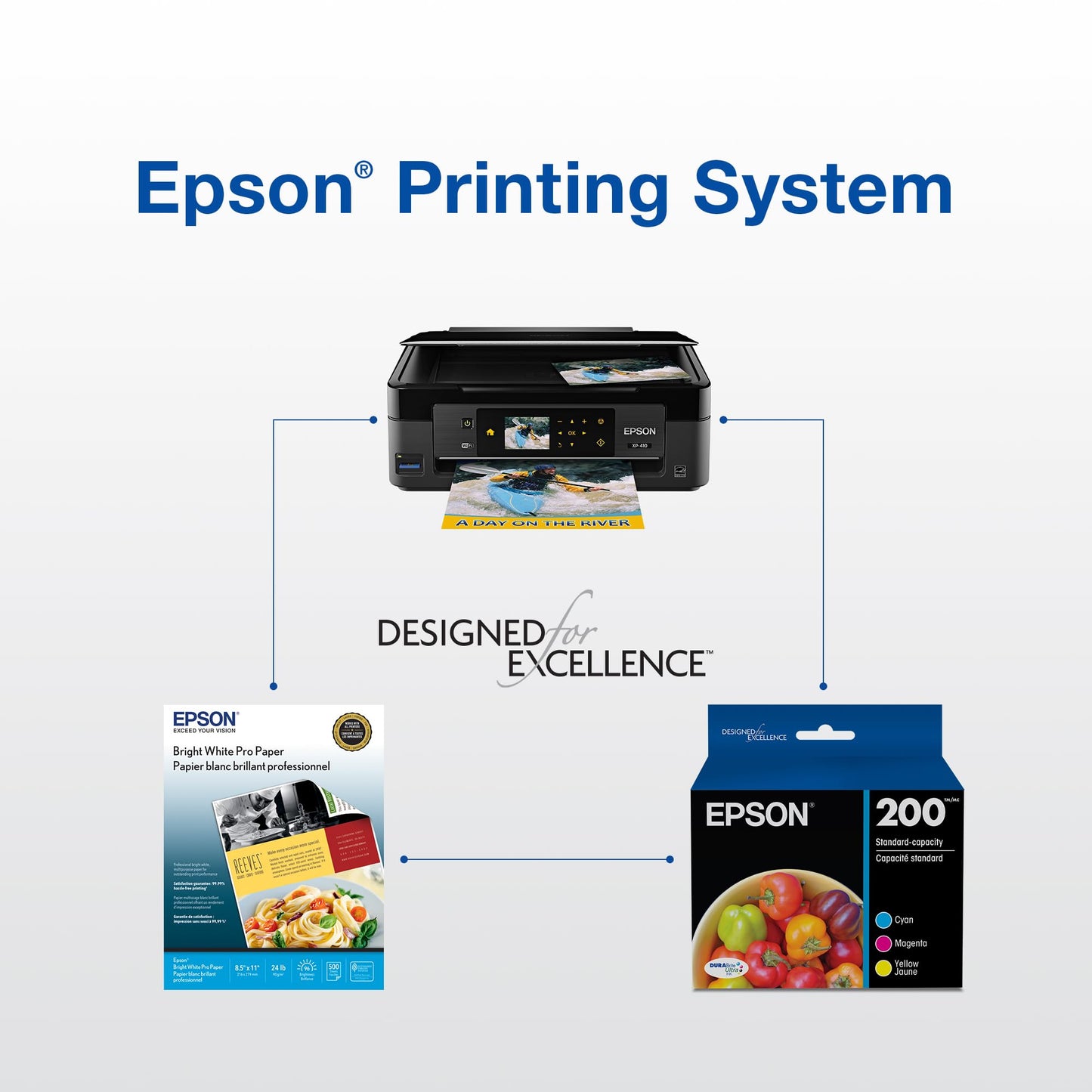EPSON 200 DURABrite Ultra Ink Standard Capacity Color Combo Pack (T200520-S) Works with WorkForce WF-2520, 2530, 2540, Expression XP-200, 300, 310, 400, 410