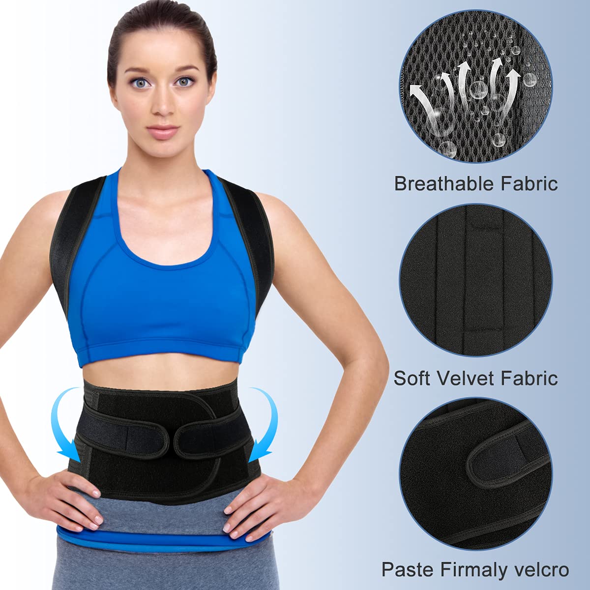 ABACKH Back Brace Posture Corrector for Women and Men - Adjustable Posture Back Brace for Upper and Lower Back Pain Relief - Improve Back Posture and Lumbar Support XXL(42"-48")