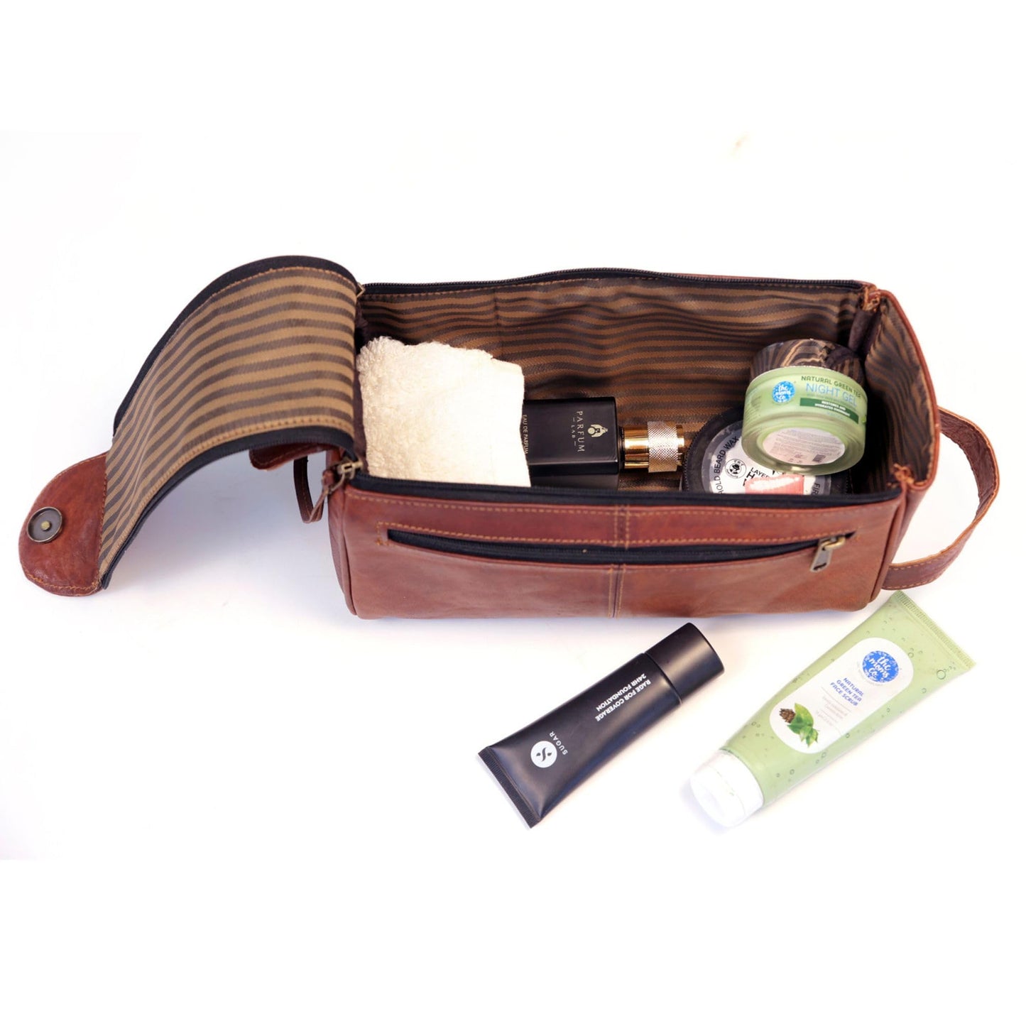 ANUENT Genuine Leather Toiletry Bag Large Dopp Kit for Men & Women Travel Pouch Cosmetic Organizer Best Toiletries Bags for Bathroom and Traveling Mens Shaving Kit, (Brown)