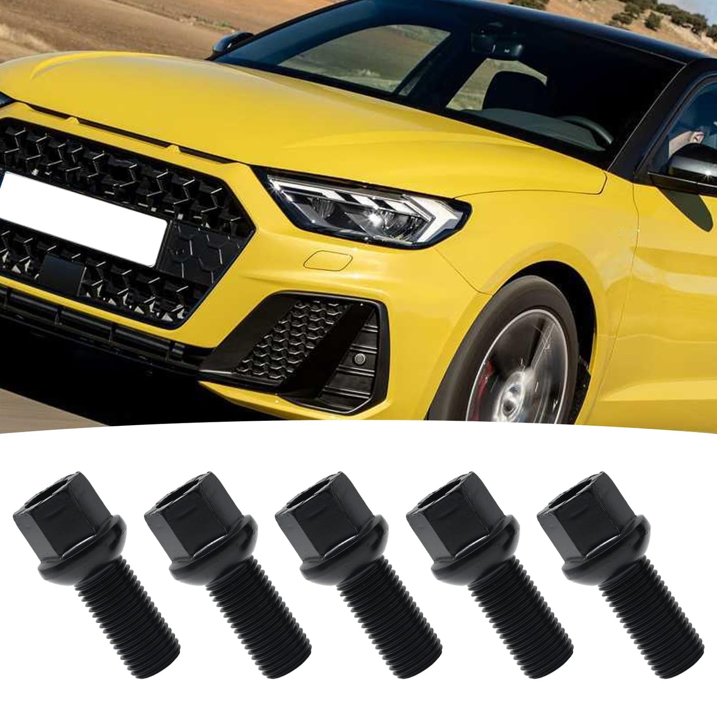 Vkinman 20 Pcs M14x1.5 28mm Shank Wheel Lug Bolts Lug Studs Compatible with Audi BMW Mercedes-Benz Porsche Volkswagen, Black