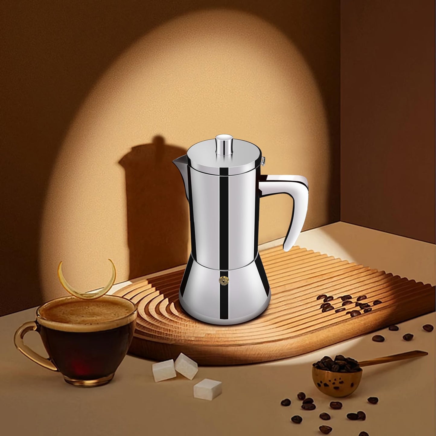 DITOSH 12 Cup Thickened 304 Stainless Steel Moka Pot Stovetop Espresso Maker Cafeteras Italian Percolator Espress Makers Capable Greca Mocha Coffee Machine for Induction Home and Camping 600ml 20oz