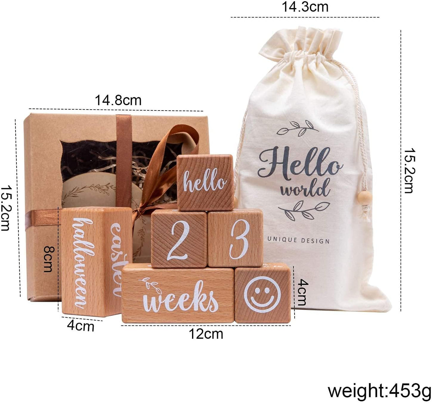 Milestone Blocks Set of 6 Baby Age Blocks for Monthly Milestone Wooden Photo Props Set Perfect for Baby Shower and Keepsake