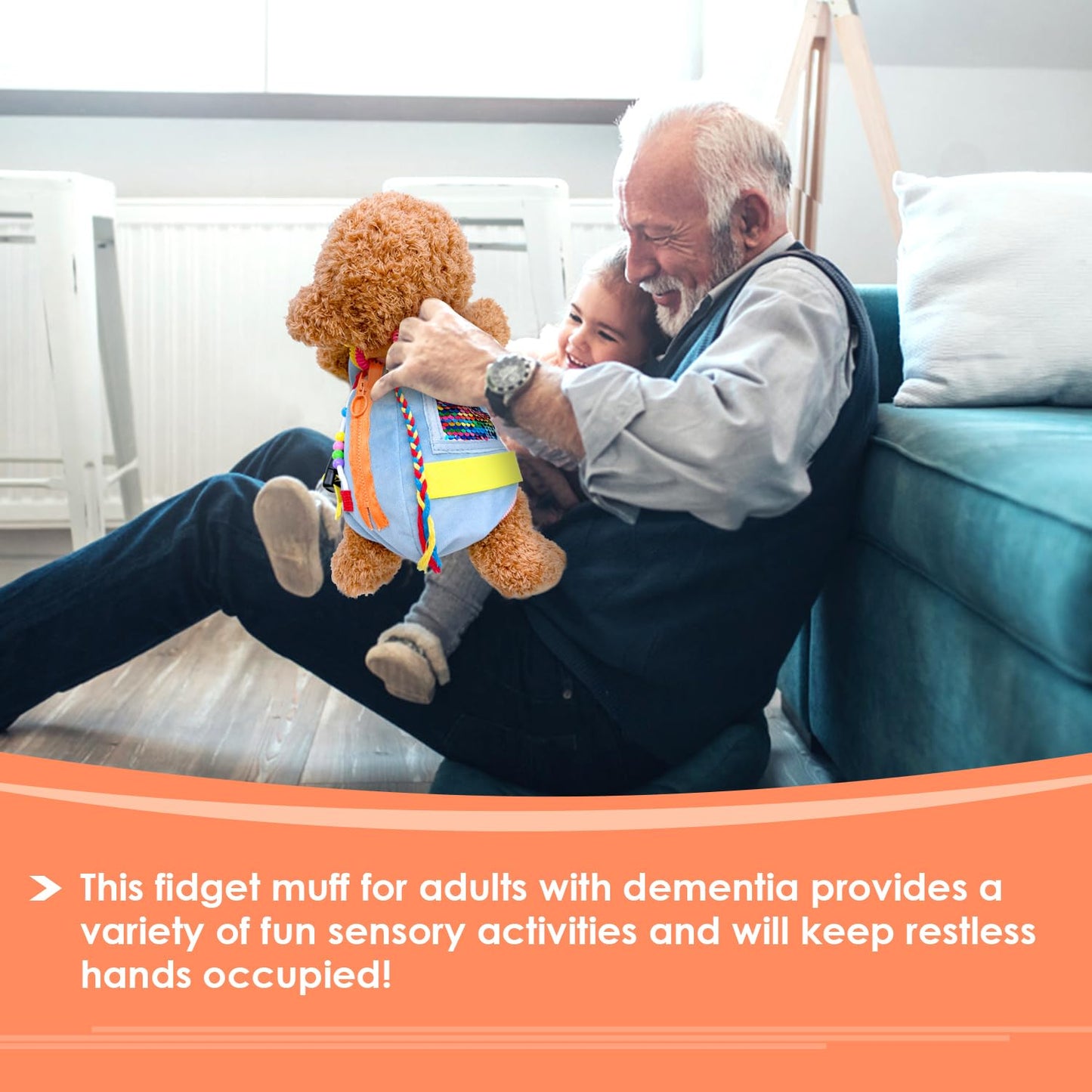 Fidget Dog Blanket for Elderly, Fidget Sensory Dog Blanket for Seniors with Alzheimer’s, Dementia Products for Elderly, Sensory Fidget Blanket