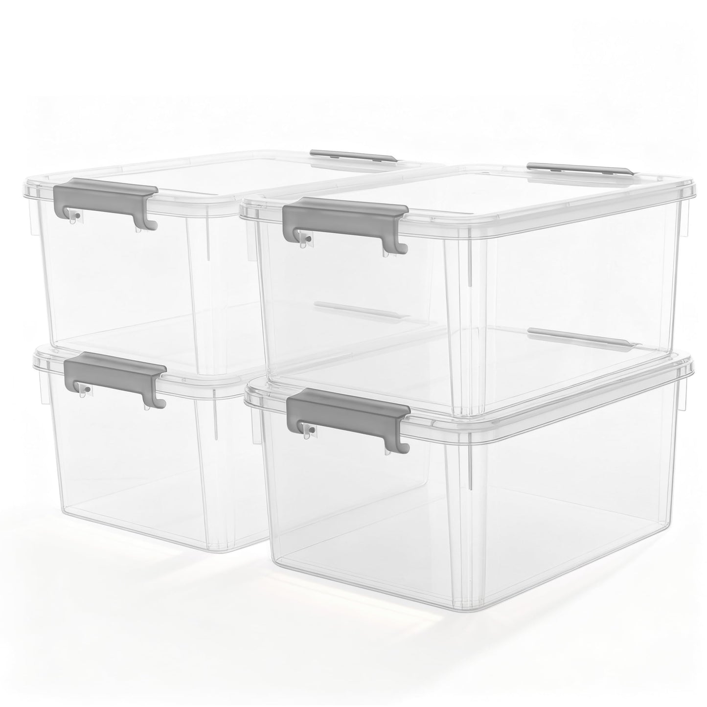 Citylife 17 QT Plastic Storage Bins with Latching Lids Stackable Storage Containers for Organizing Large Clear Storage Box for Garage, Closet, Classroom, Kitchen, 4 Packs