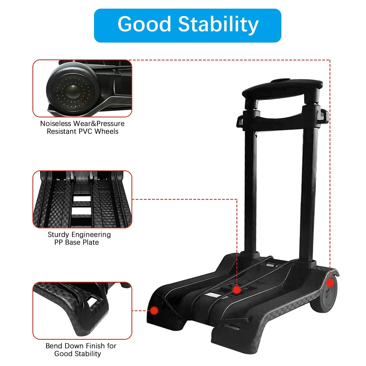 Folding Shopping Cart Utility Rolling Crate Compact Hand Truck Dolly on Wheels with Removable Waterproof Bag Telescoping Handle Heavy Duty 50kg/110lbs for Move Travel Grocery Laundry Office(Black+Bag)