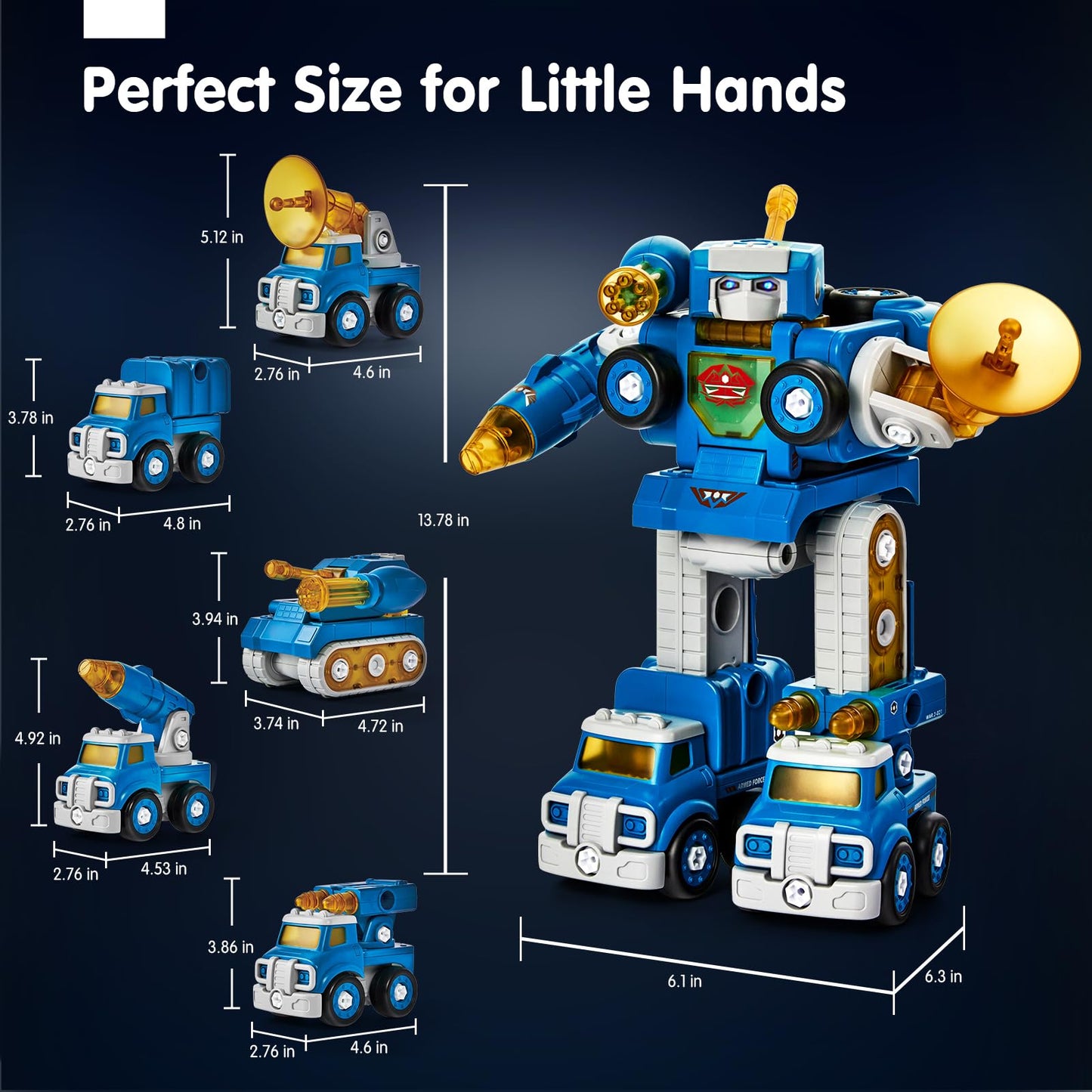 hahaland 5 in 1 Take Apart Robot Toys - STEM Toy for 6-8, Kids Toys Gifts for 5 6 Year Old Boys Girls, Kids Robot Vehicles Cars Toy for Age 5+