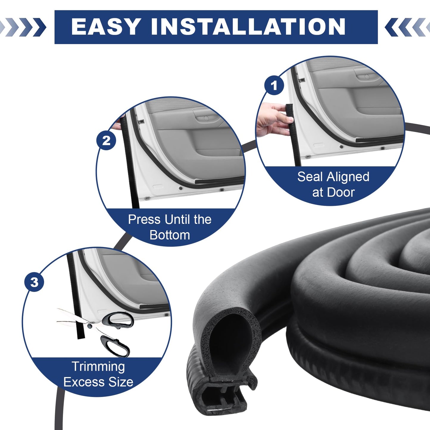 Storystore Car Door Rubber Seal Strip Trim Seal with Side Bulb for Cars, Boats, RVs, Trucks, and Home Applications, Car Weather Striping (32.8Ft),(UOSIDE01)