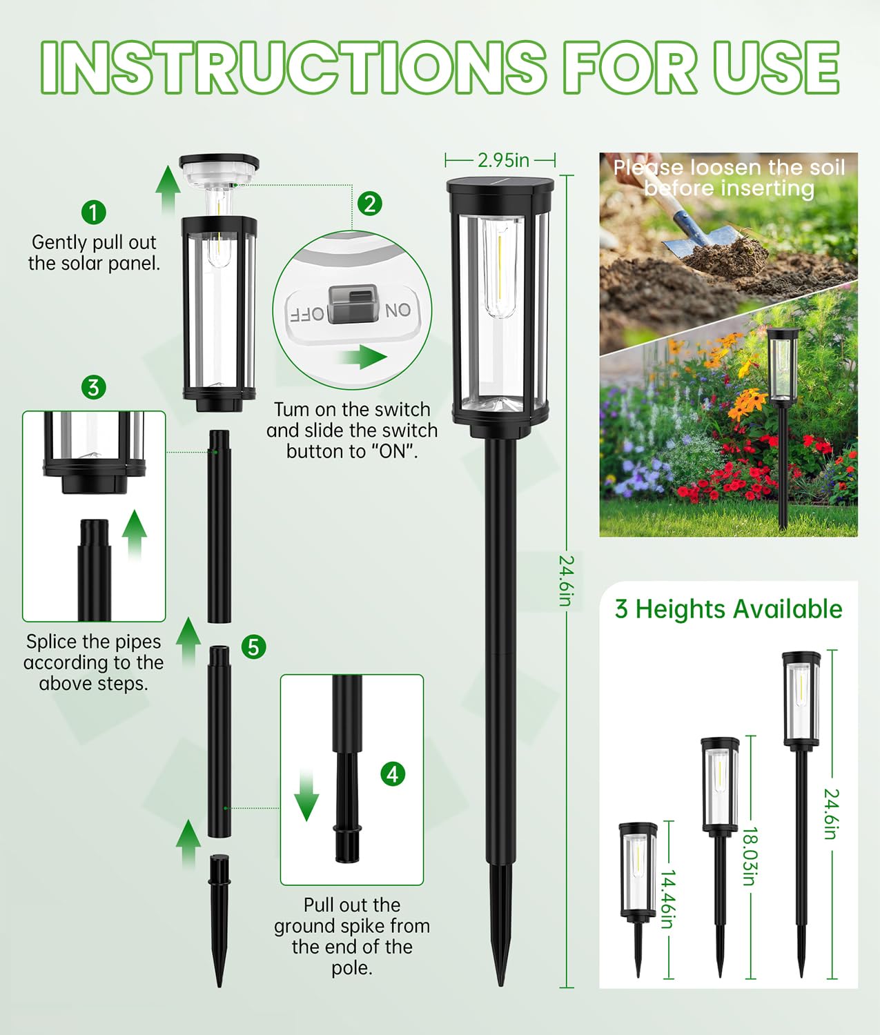 BITPOTT Solar Pathway Lights Waterproof, Solar Garden Decorative Landscape Lights for Walkway Driveway Lawn Patio Side Walk Yard Decor (Warm White, 4 Pack)