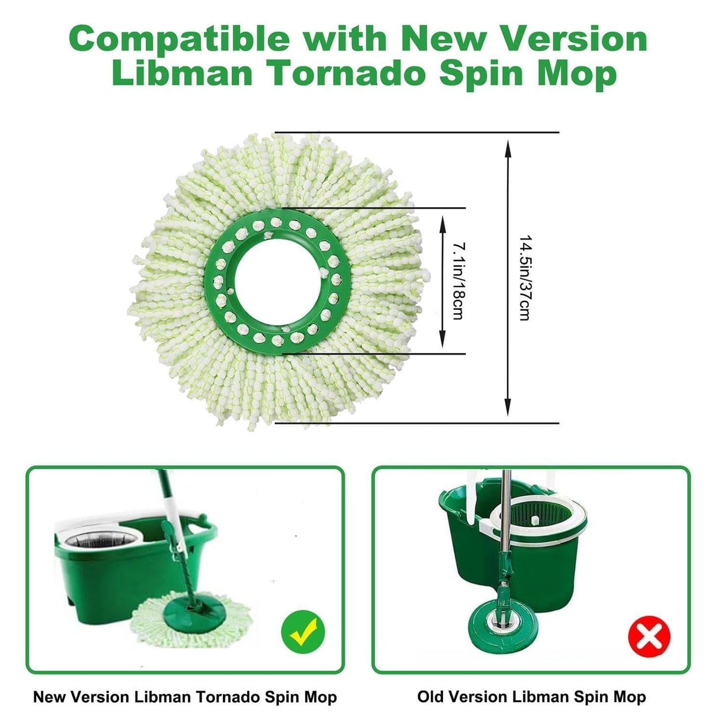 Alrens 6 Pack Mop Head Replacement for Libman Tornado Spin Mop, Machine Washable Microfiber Mop Refill, Reusable Mop Head for Hardwood Floor Cleaning