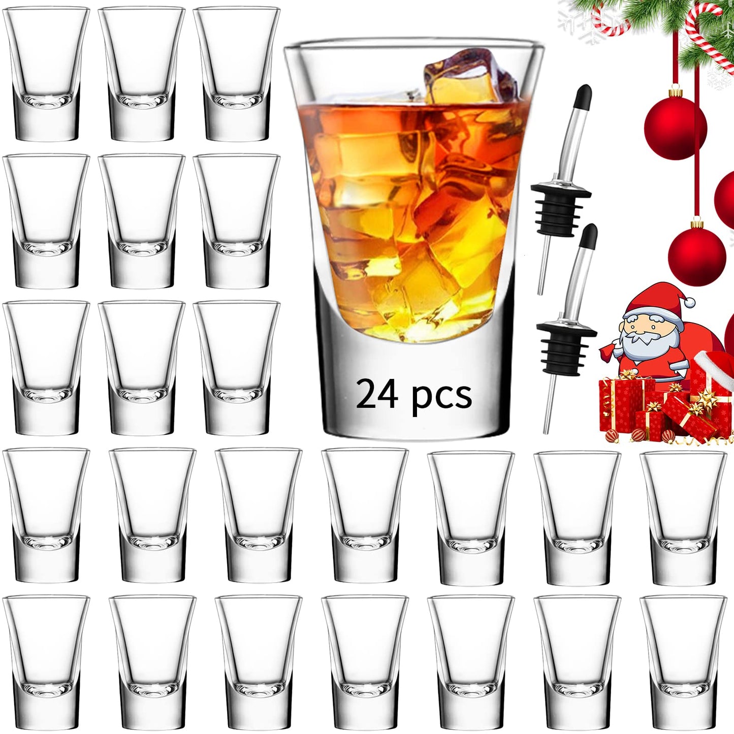 Shot Glasses Set of 24-1.2 OZ Clear Shot Glass with Heavy Base, Rock Shot Glasses Bulk for Cocktail, Vodka, Espressos, Liqueurs, Tequila and Desserts