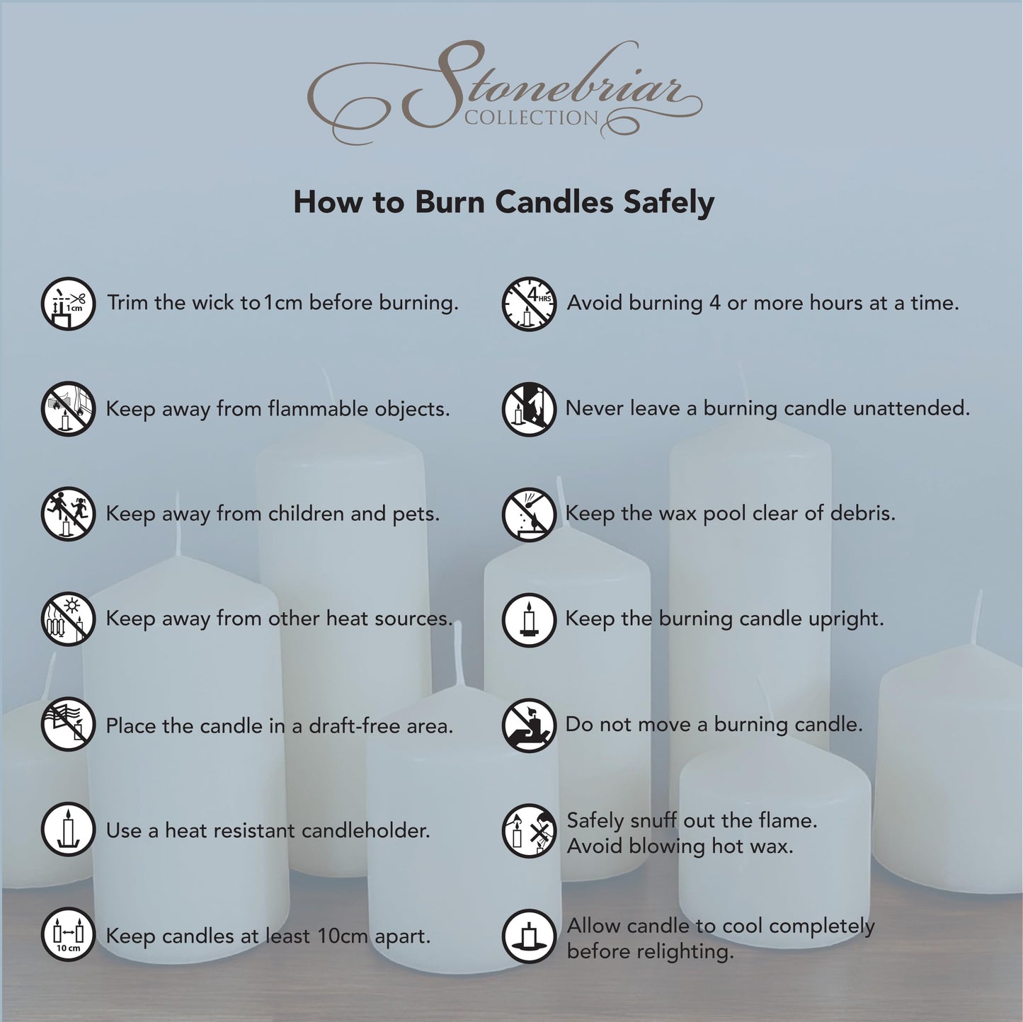 Stonebriar 6 Count Tall 3 x 6 Inch 65 Hour Long Burning Unscented Ivory Wax Pillar Candles, 65 Hour Burn Time