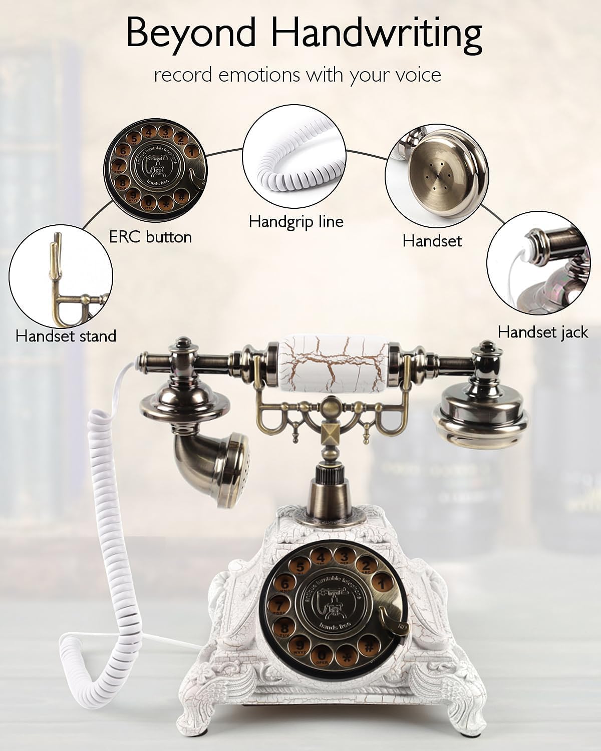 Audio Guest Book Wedding Phone, FESTRING Customized Wedding Guest Book,Alternative Audio Recorder Guestbook, Retro Design Perfect for Wedding/Parties/Birthday/Graduation/Baby Shower/Funeral, White